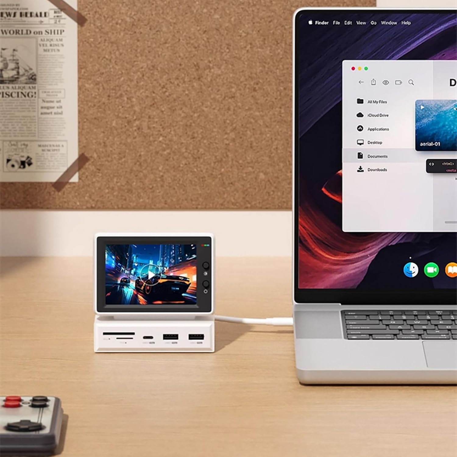 Mini Vintage Portable Monitor, Secondary Screen LCD Display Monitor for PC Laptop, HDMI USB 3.0 Hub SD3.0 TF Card Reader