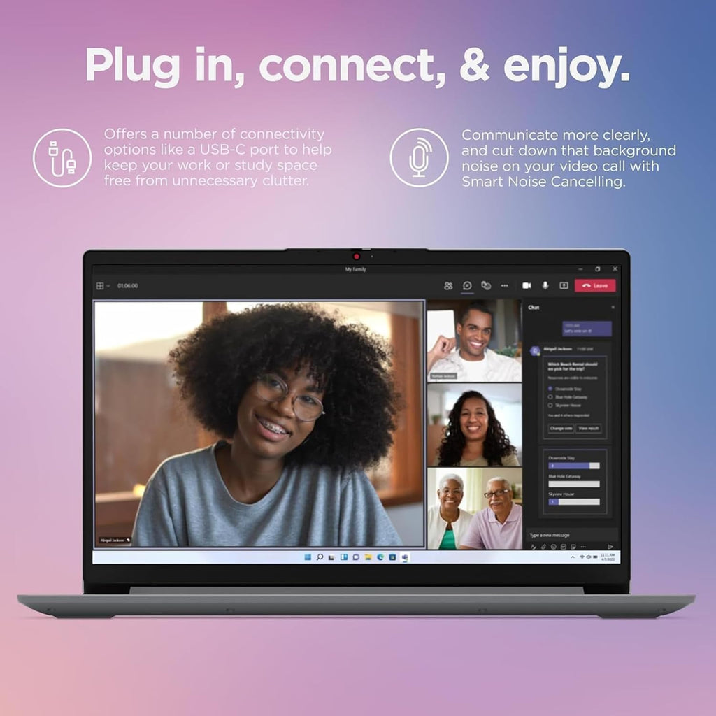 Lenovo IdeaPad Laptop Computer - 8GB RAM - 256GB SSD Storage - Intel Core - Microsoft Office for the Web | Rapid Charging, Webcam, Windows 11 no Mouse | Essential Laptop, Slim, Light