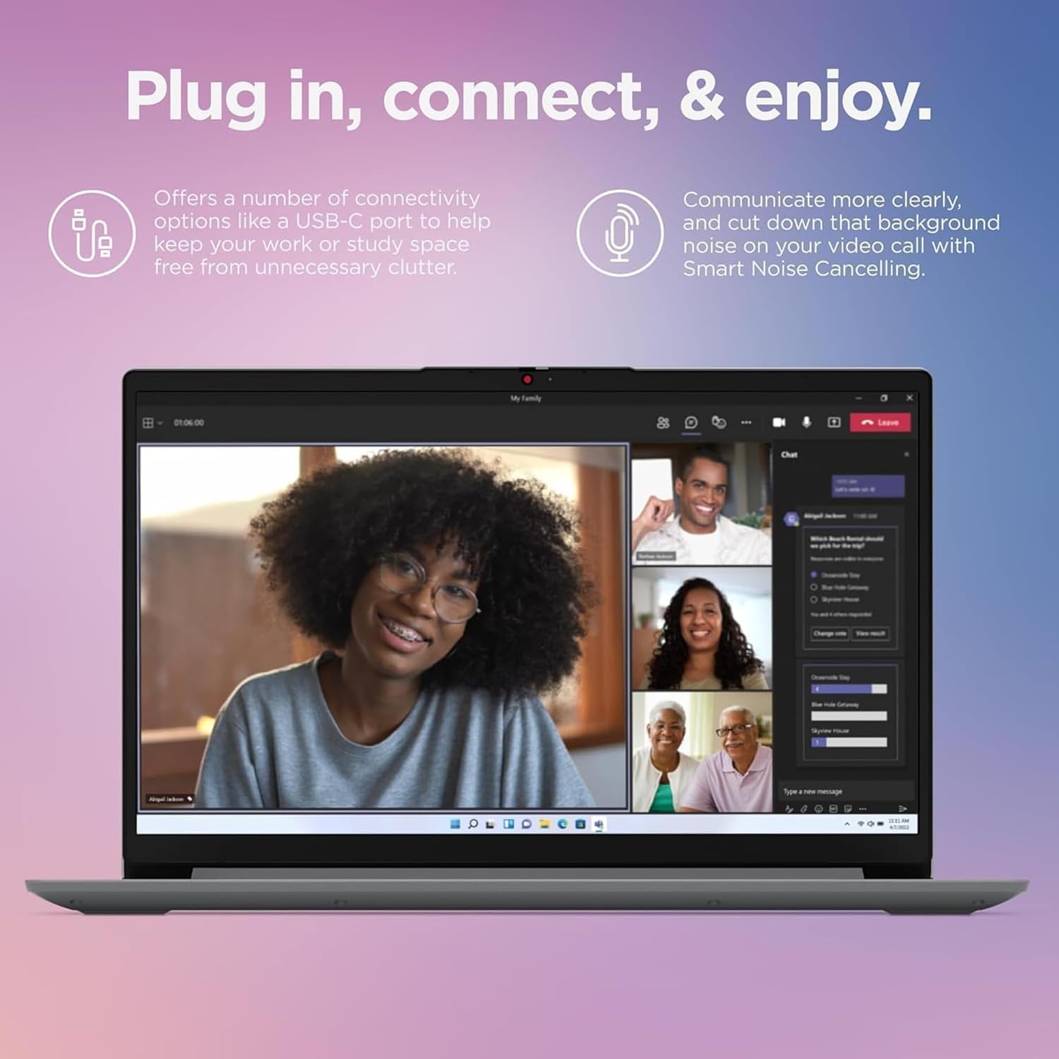 Lenovo IdeaPad Laptop Computer - 8GB RAM - 256GB SSD Storage - Intel Core - Microsoft Office for the Web | Rapid Charging, Webcam, Windows 11 no Mouse | Essential Laptop, Slim, Light