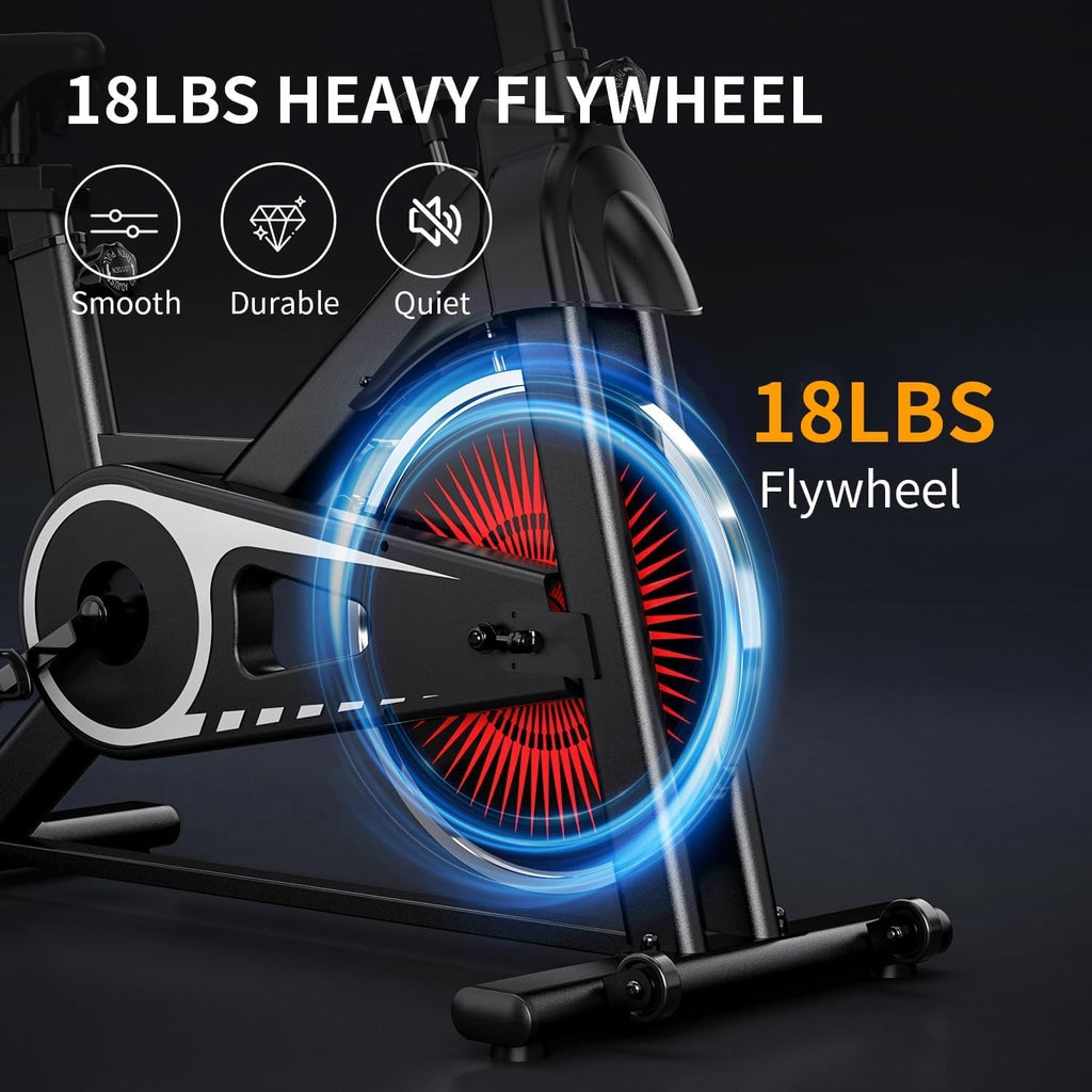Exercise Bike,Adjustable Resistance Indoor Cycling Bike for Home Exercise - Stationary Bike with Smartphone Holder, LCD Display & Heart Rate Monitor