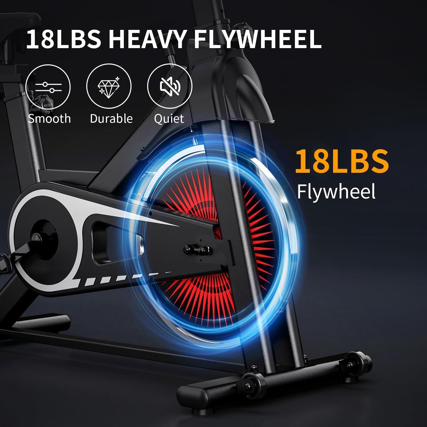 Exercise Bike,Adjustable Resistance Indoor Cycling Bike for Home Exercise - Stationary Bike with Smartphone Holder, LCD Display & Heart Rate Monitor