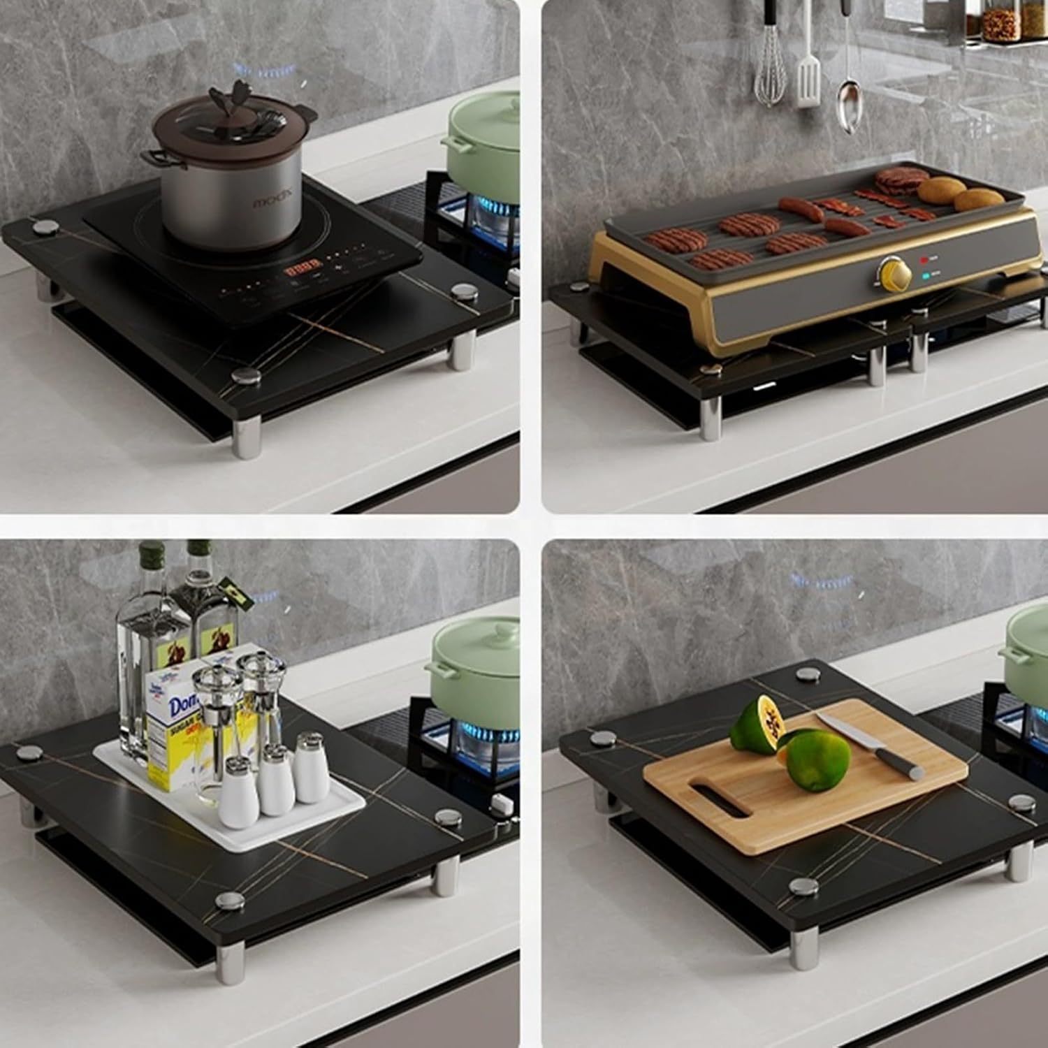 Gas Stove Cover Board 30 Inch Multi-Function Kitchen Storage Rack Heat-Resistant For Counter Space, Sink, Rv And Electric(A,40x50x9.6 CM)
