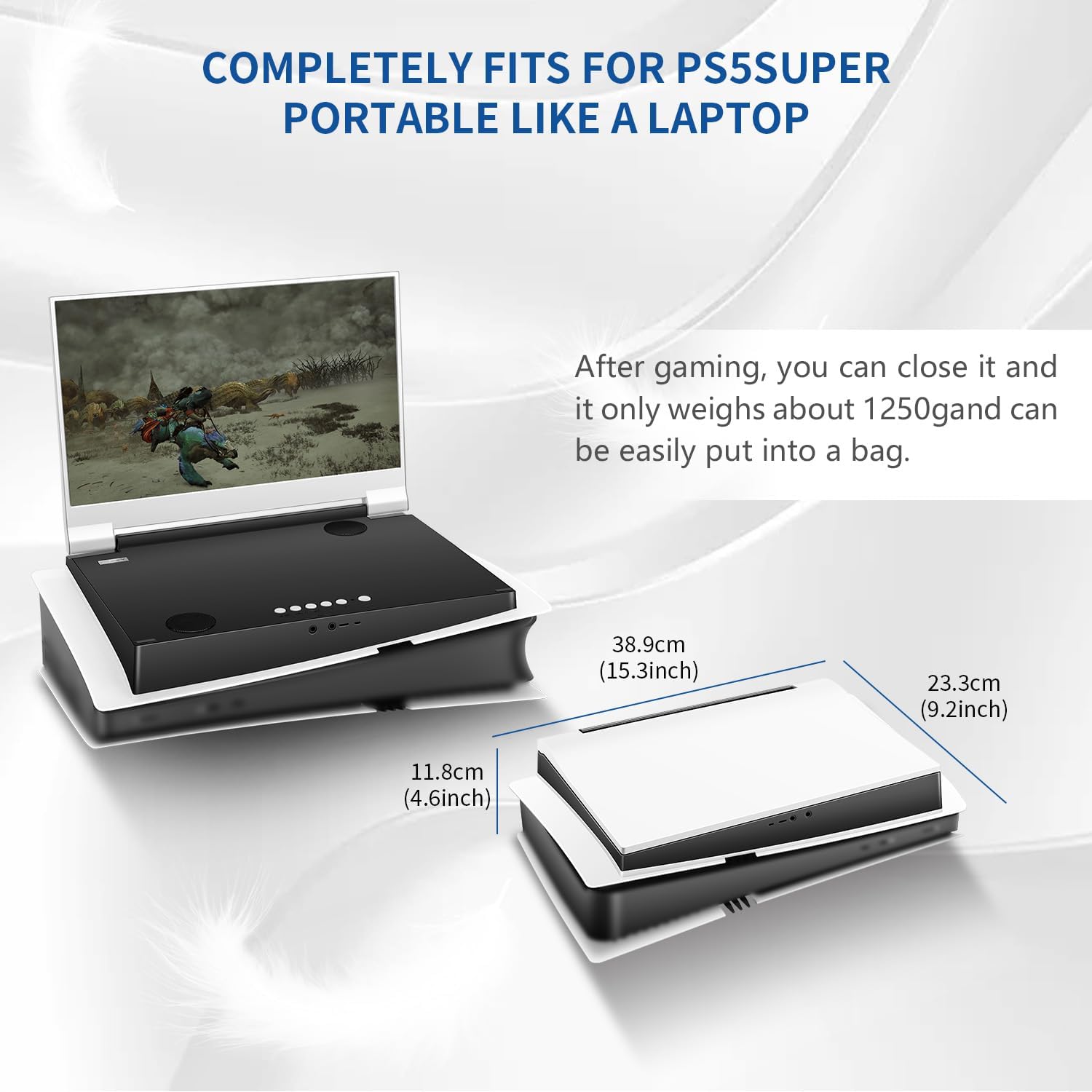 G-STORY 14' Inch IPS 4k 60Hz Portable Monitor Gaming Display Integrated with PS5 pro(not Included) 3840×2160 with 2 HDMI Ports,FreeSync,Built-in 2 of Multimedia Stereo Speaker