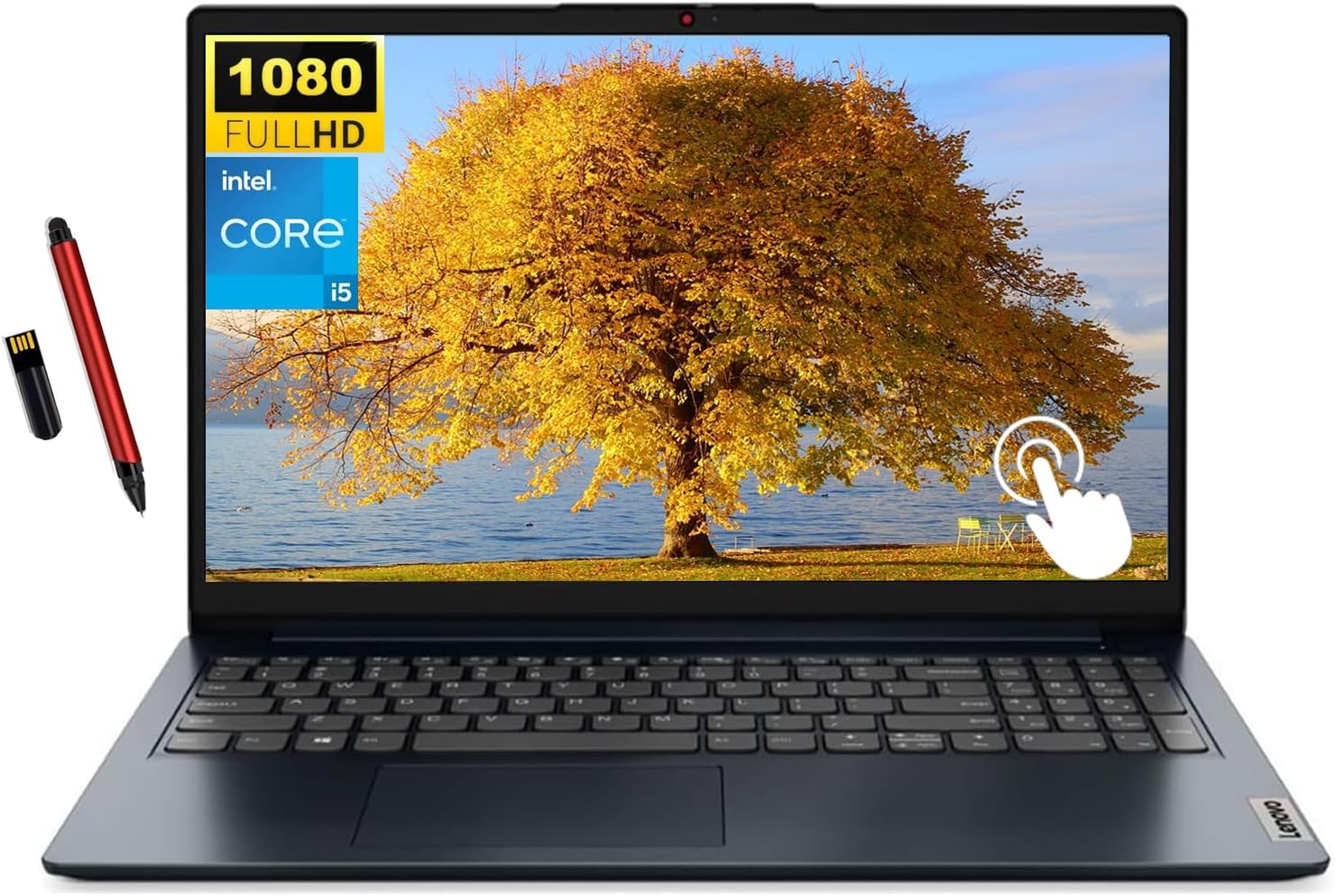 Lenovo Ideapad, 15.6' FHD Touchscreen Laptop, 13th Gen Intel Core i5-1335U 10-core Processor, 12GB RAM, 512GB SSD, Intel Iris Xe Graphics, Wi-Fi 6, Windows 11 Home, Abyss Blue, EAT 16GB USB Pen