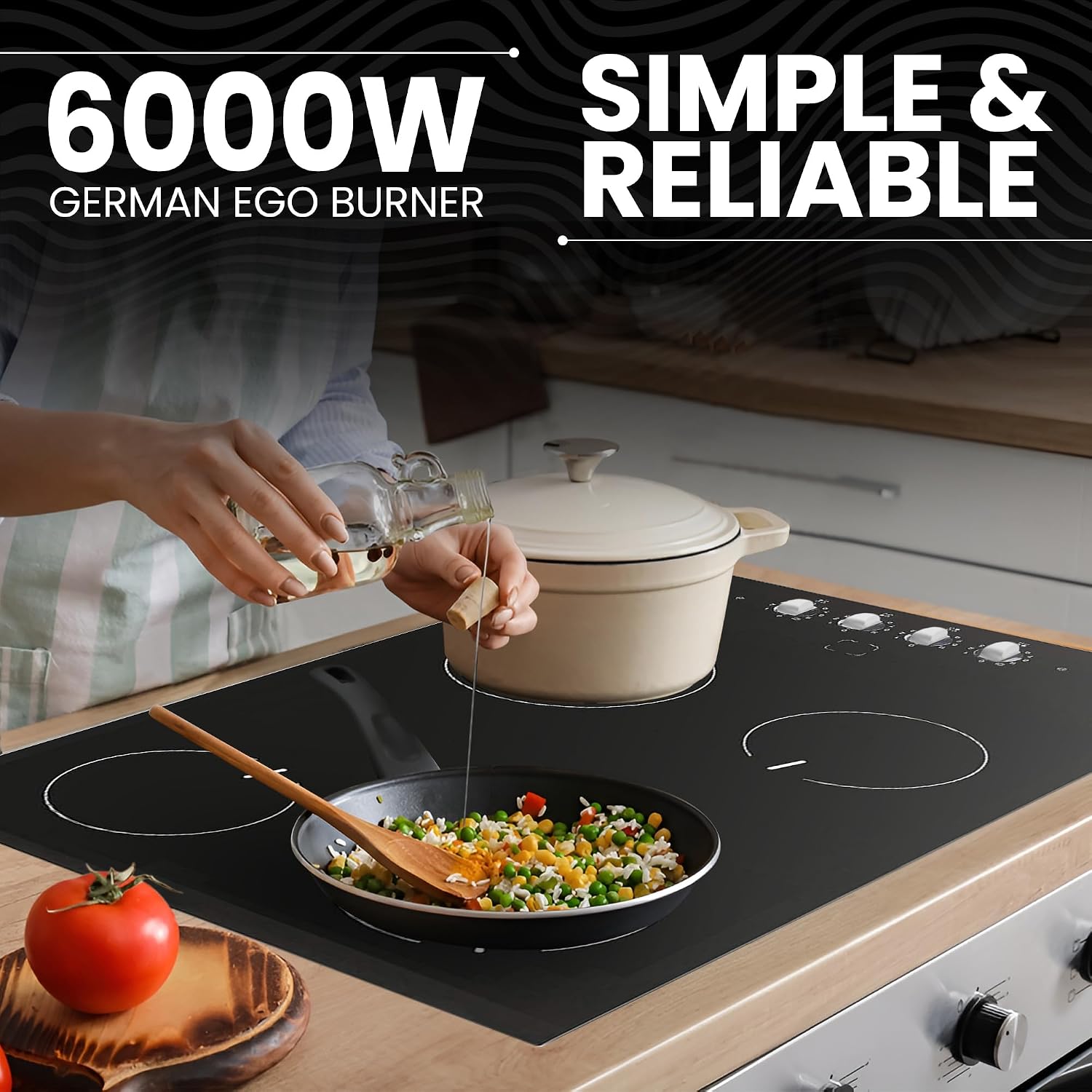 Ramblewood 4 Burner 30' Electric Cooktop, EC4-60, UL rated German EGO burner