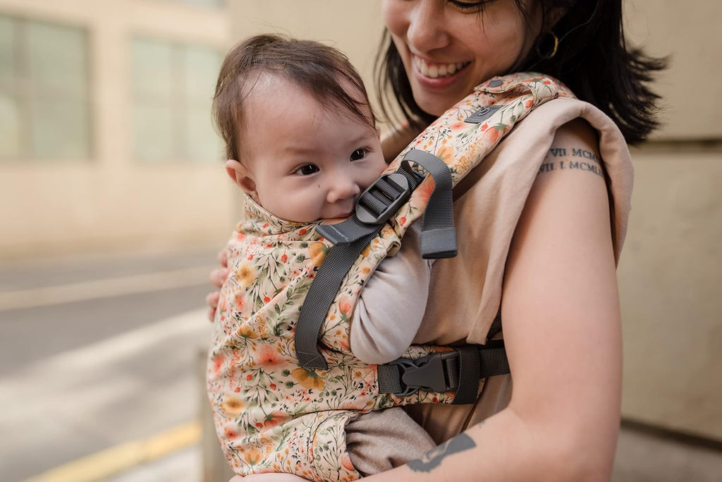 Boba X Baby Carrier - Adjustable Infant Carrier for Newborn to Toddler, Front and Backpack Babywearing 7 to 45 lbs, Ergonomic Baby Carrier with Crossable Straps and Padded Shoulders (Blossom)