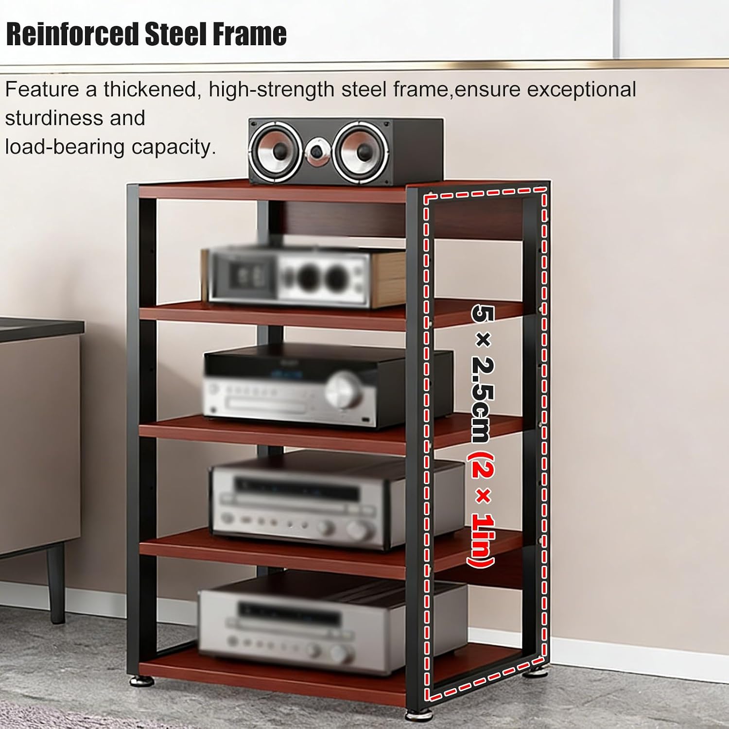 YLLFFLL Small Audio Component Rack Tower Media Stereo Stand Equipment Shelf 2 Layer, Modern Audio Stands and Cabinets for Studio, Standing Game Console Shelf(#2,H 35CM(13 4/5IN))