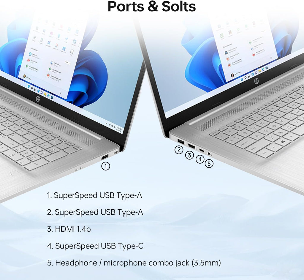 HP 17 Laptop, 17.3' HD+ Touchscreen, Intel Core i7-1255U Processor, 64GB RAM, 1TB SSD, Webcam, HDMI, Backlit Keyboard, Wi-Fi, Windows 11 Home, Silver