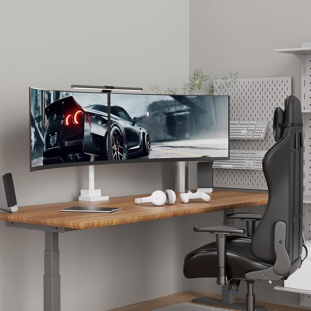 24-57 inch Dual Vertical Monitor Mount, Heavy Duty Monitor Arm for 2 Monitors, up to 59.4 lbs, Extra Tall/Wide Adjustable, Premium Aluminum Dual Monitor Desk Mount, VESA 75x75-200x200 mm, White