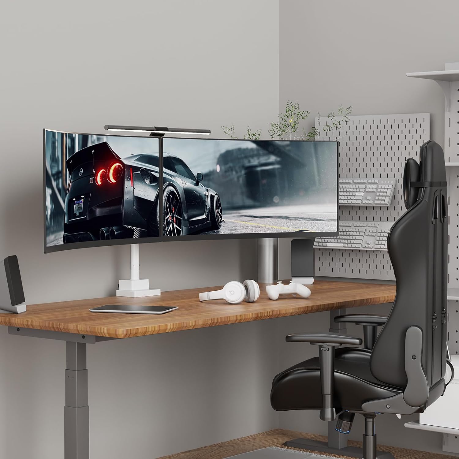 24-57 inch Dual Vertical Monitor Mount, Heavy Duty Monitor Arm for 2 Monitors, up to 59.4 lbs, Extra Tall/Wide Adjustable, Premium Aluminum Dual Monitor Desk Mount, VESA 75x75-200x200 mm, White