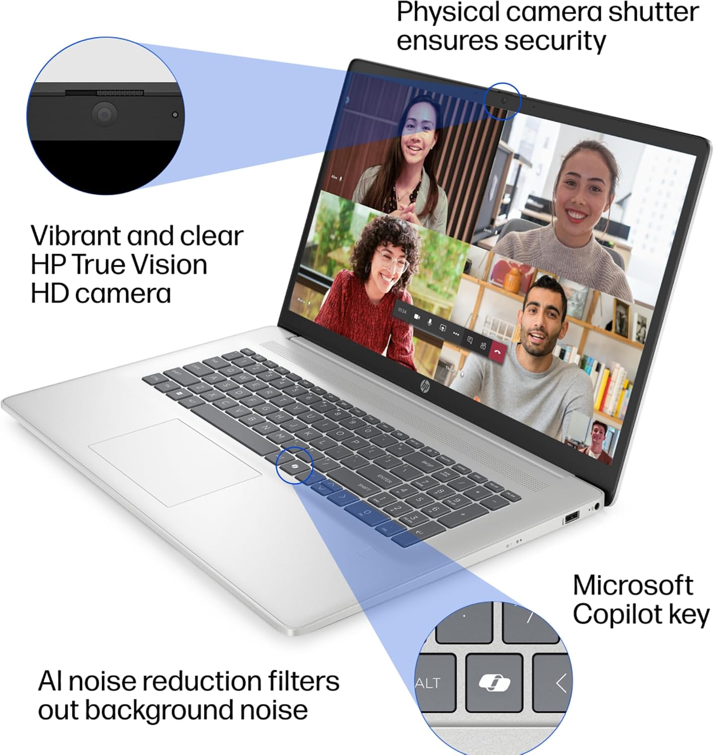 HP 17.3' Touchscreen Laptop with Microsoft Office 365 for The Web • Intel 8-Cores • 16GB RAM • 512GB SSD • 10-Key Number Pad • Windows 11 W/O Mouse