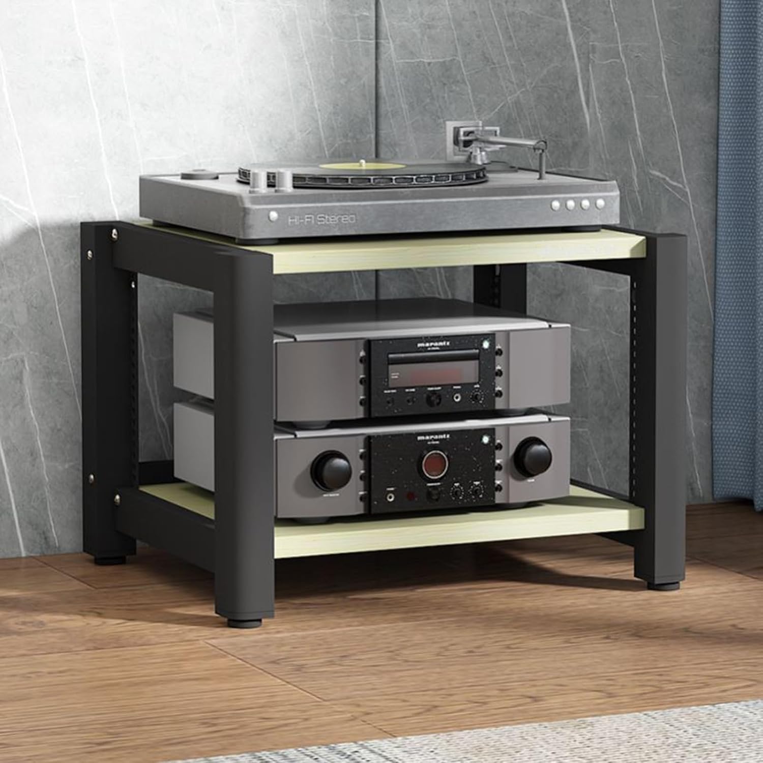 Audio Equipment Rack Cabinet, AV Component Media Stand, Stero Cabinet Audio-Video Tower with Non-Slip Foot Pad, Vertical Printer Holder, High-Durability