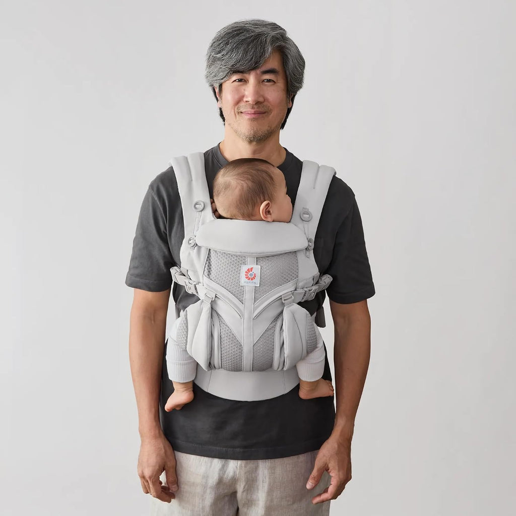Ergobaby Omni Classic Baby Carrier for Newborn to Toddlers 0-48 Months (7-45 lbs) - 4-Position Breathable Mesh Baby Carrier with Ergonomic Support - Pearl Grey