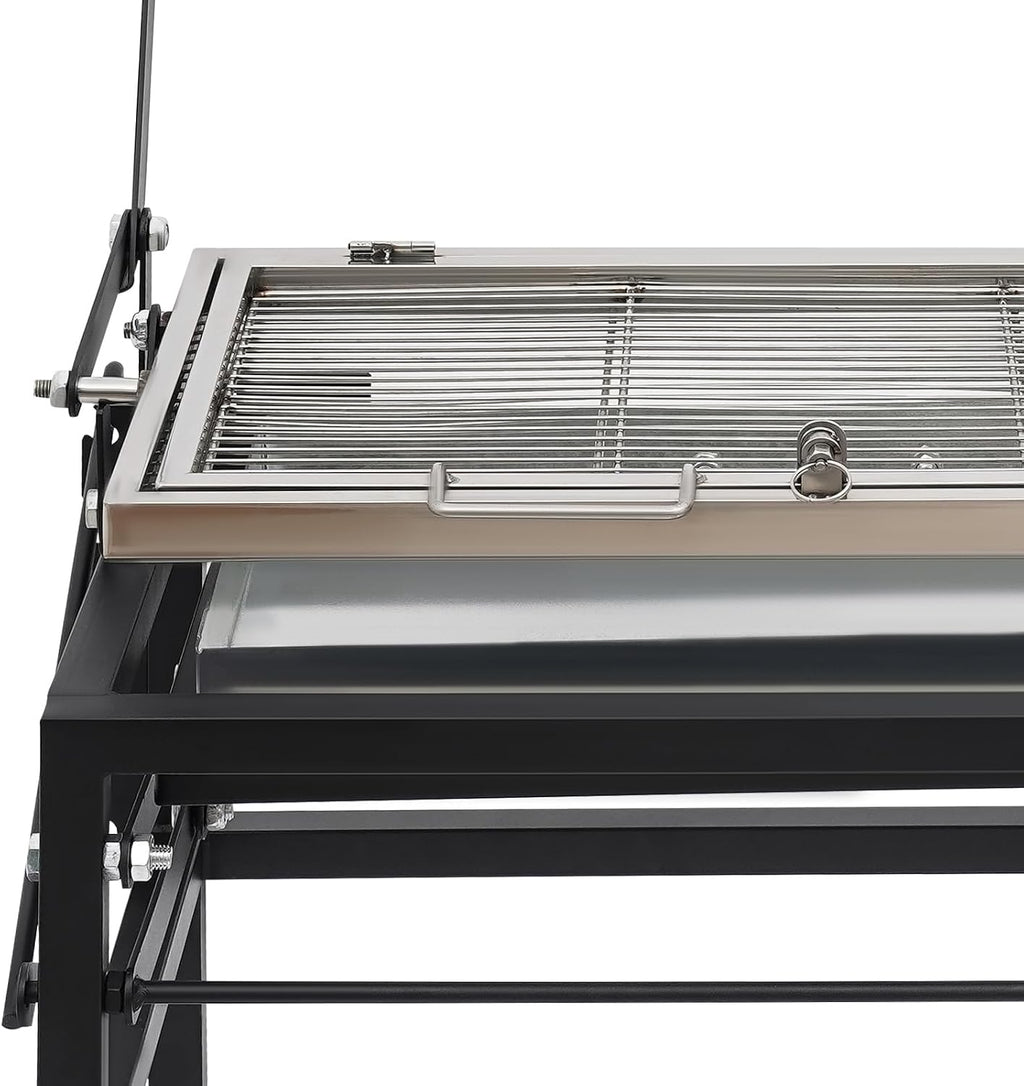 Folding Charcoal Flip Grill, Barbecue Grill Rotating Charcoal Grill with Flipping Basket, Portable Camping Charcoal BBQ Grill for Outdoor Camping, Picnic, Patio and Backyard Parties