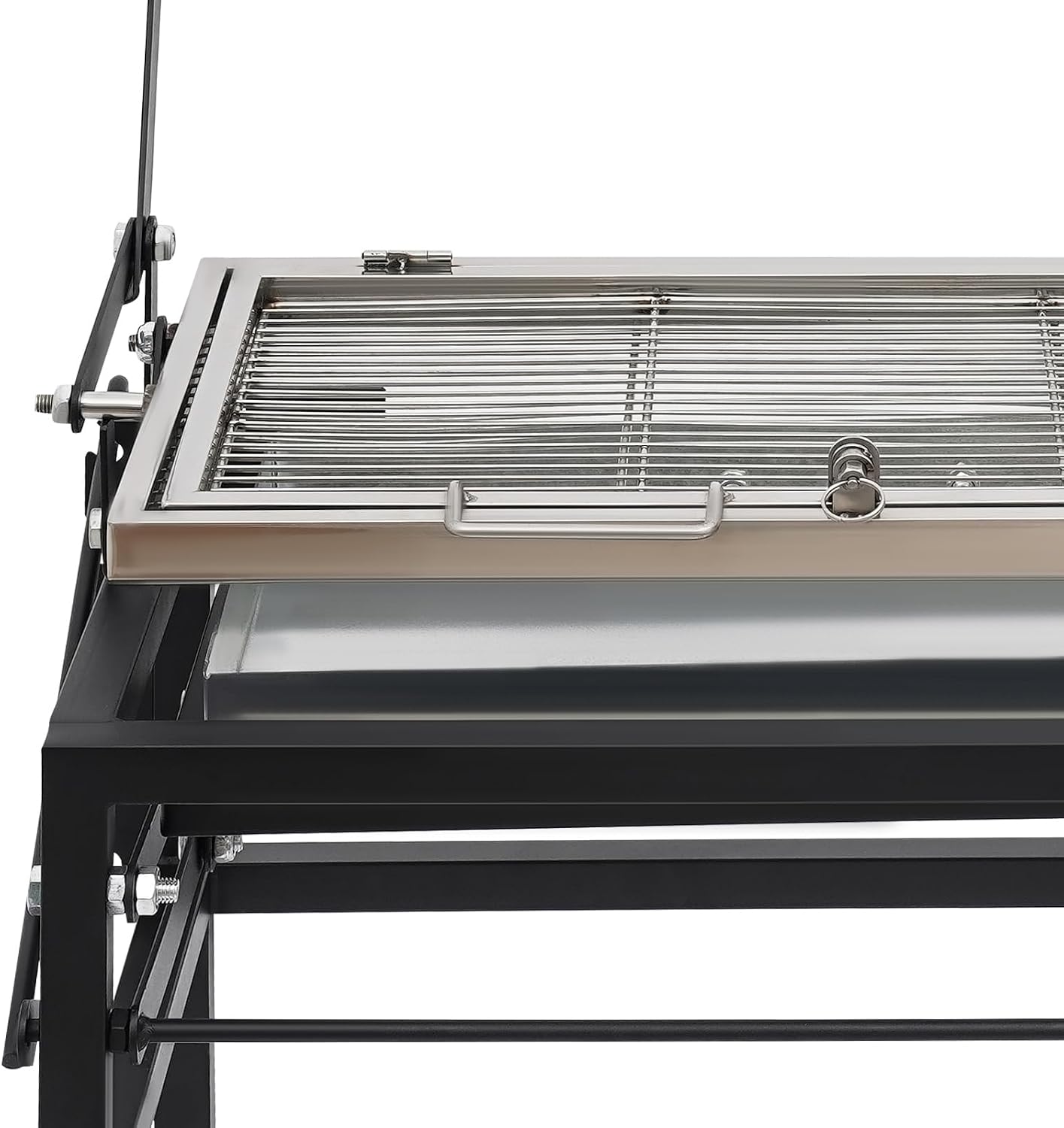 Folding Charcoal Flip Grill, Barbecue Grill Rotating Charcoal Grill with Flipping Basket, Portable Camping Charcoal BBQ Grill for Outdoor Camping, Picnic, Patio and Backyard Parties