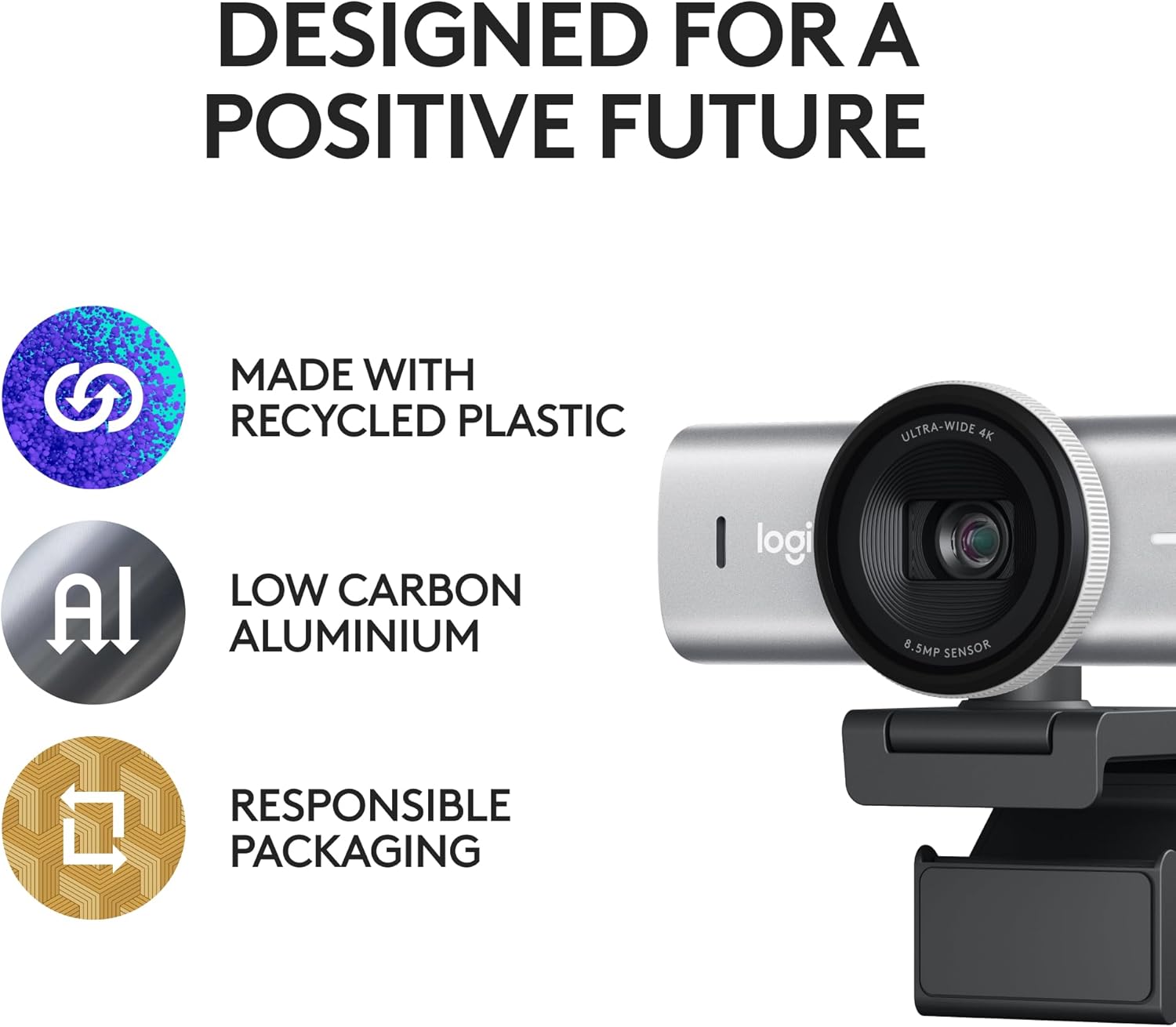 Logitech MX Brio Ultra HD 4K Collaboration, Streaming Webcam, 1080p at 60 FPS, Show Mode, Works with Microsoft Teams, Zoom, Google Meet, Nintendo Switch 2 New GameChat - Pale Gray