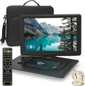 18' Portable DVD Player with Bluetooth Headset,15.6' HD Swivel Screen with Extra Carrying Bag,Support AV-in/Out and Multiple Disc Formats,High Volume Speaker,Black,[Not Support Blu-Ray]