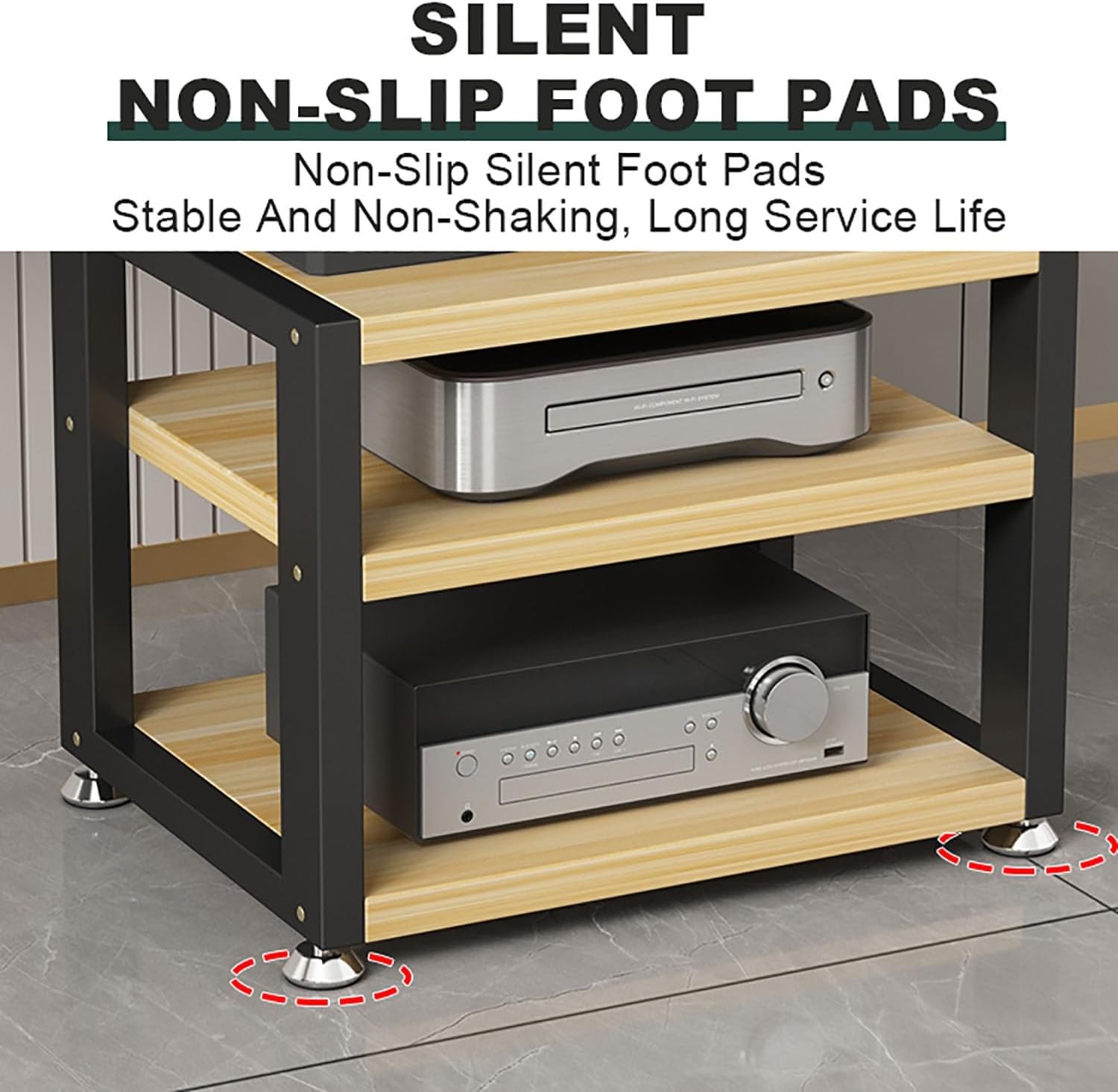Portable Media Stand - Audio Rack for Living Room, Gaming & Recording, Corner Stereo Shelf with Wood Finish, AV Media Storage Solution, 40x35x48cm, Stylish & Functional Design