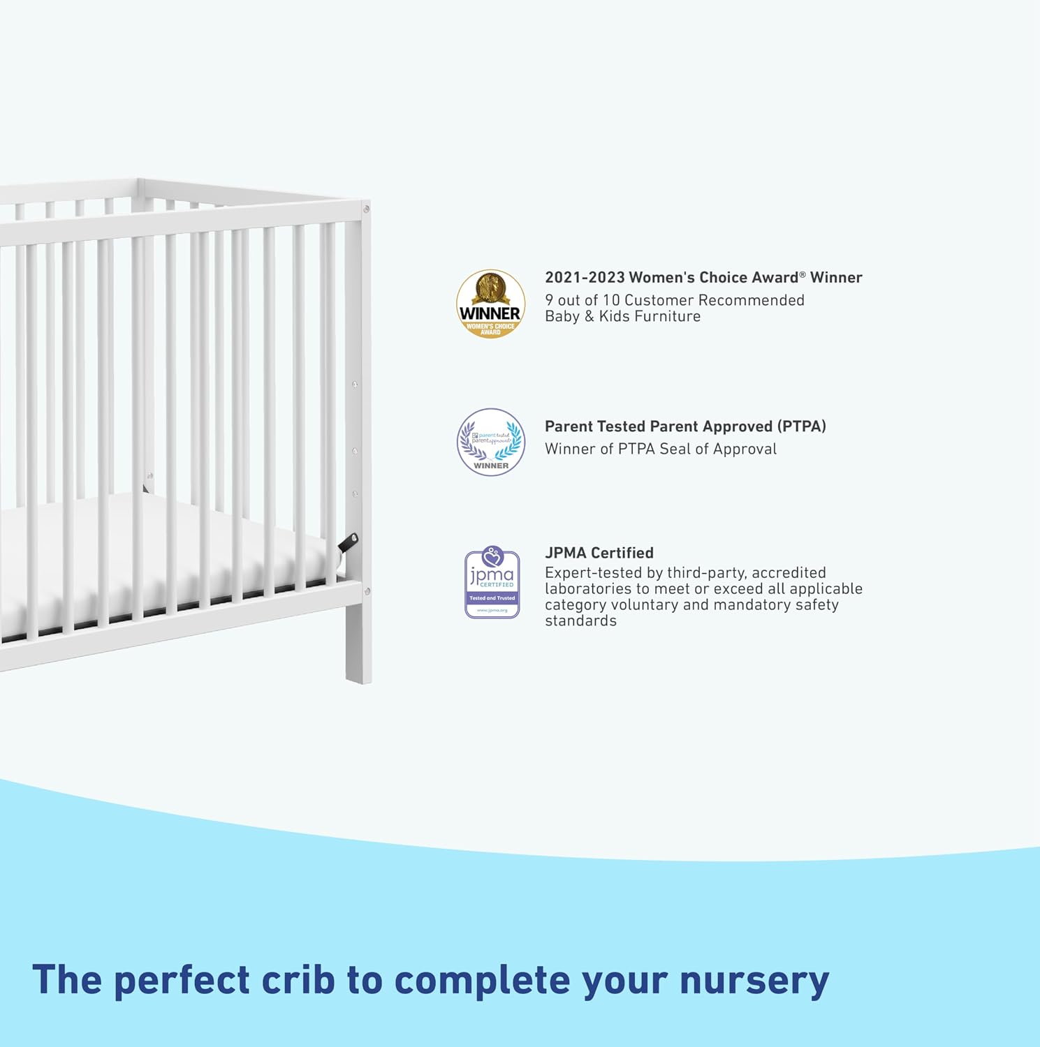 Graco Teddi 4-in-1 Convertible Mini Crib with Bonus Water-Resistant Mattress – GREENGUARD Gold Certified, 2.75-Inch Mattress Included, Small Spaces Crib, Easy 30-Minute Assembly (White)