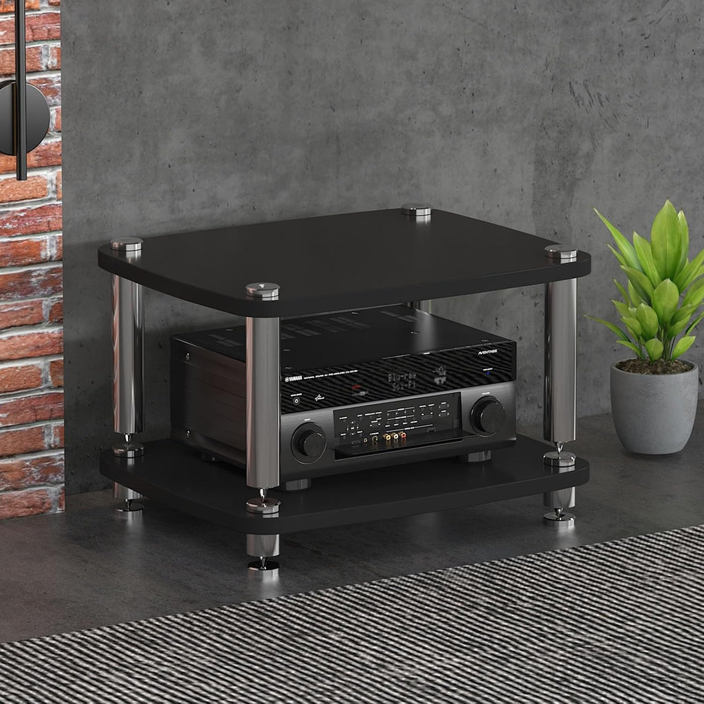 Audio Rack,Gaming Shelf,AV Media Stand Corner Shelf,DVD Shelf,CD Display Cabinet,Entertainment Stand,Rack Audio Tower,Record Player Stand,for Living,Gaming,Recording Room.(Black,60x48x38cm)