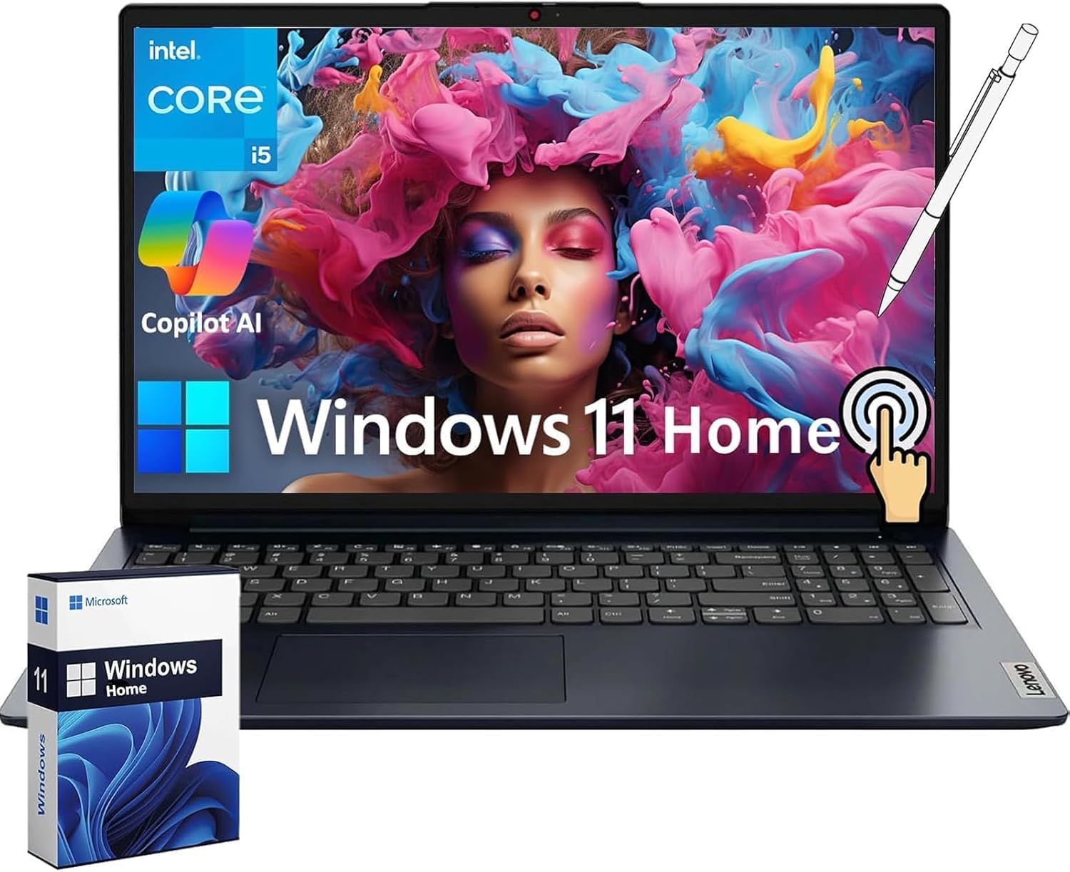 Lenovo 2025 IdeaPad Laptop, 15.6' FHD Touchscreen, 13th Gen Intel 10-Core i5-1335U, 24GB RAM, 1TB SSD, Intel Iris Xe Graphics, AI-Copilot, Wi-Fi 6, Numeric Keypad, Windows 11 Home, w/Stylus Pen