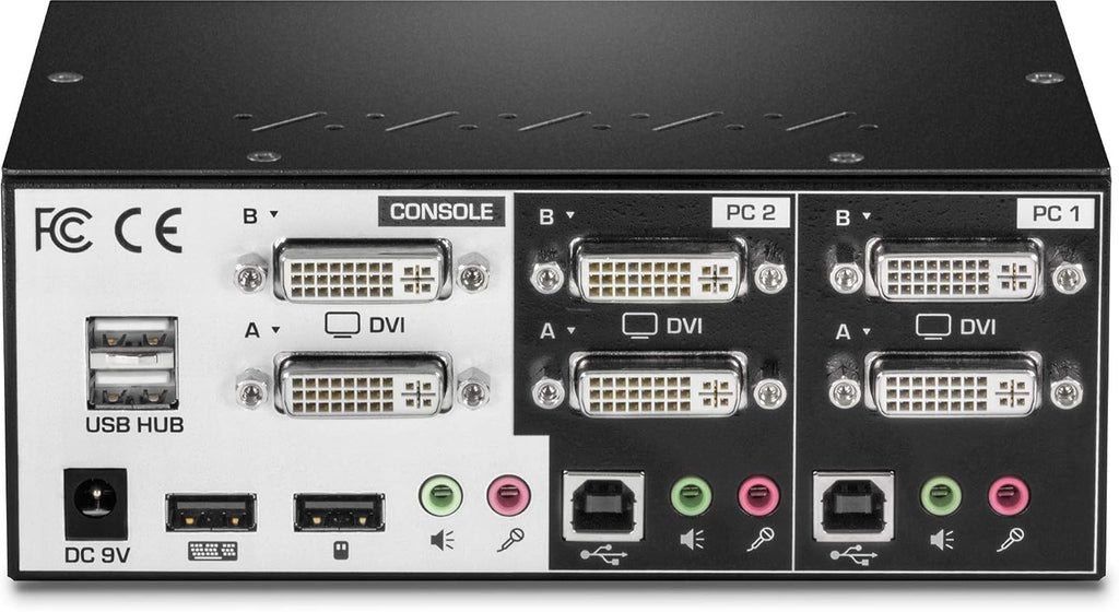 TRENDnet 2-Port Dual Monitor DVI KVM Switch with Audio, 2-Port USB 2.0 Hub, Digital Resolutions up to 1920 x 1200, Analog Resolutions up to 2048 x 1536, TK-232DV