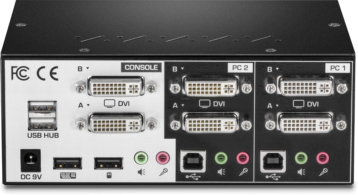 TRENDnet 2-Port Dual Monitor DVI KVM Switch with Audio, 2-Port USB 2.0 Hub, Digital Resolutions up to 1920 x 1200, Analog Resolutions up to 2048 x 1536, TK-232DV