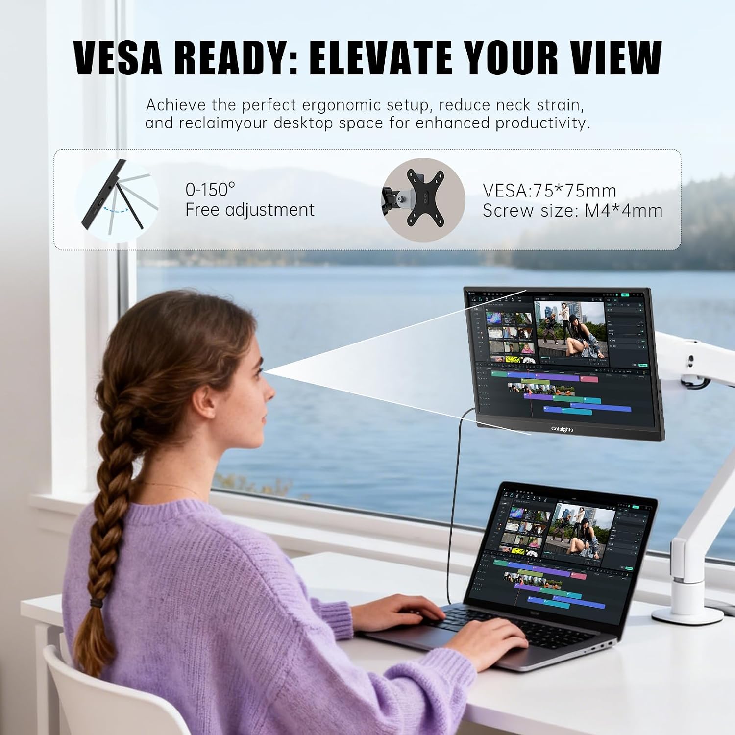 15.6 inch Portable Monitor Touchscreen for Mac FHD 1080P Touch Screen Monitor Equipped with USB-C/HDMI Ports VESA Stand HDR IPS Panel Multi-Touch Support for MacOS iOS Laptop PC Switch