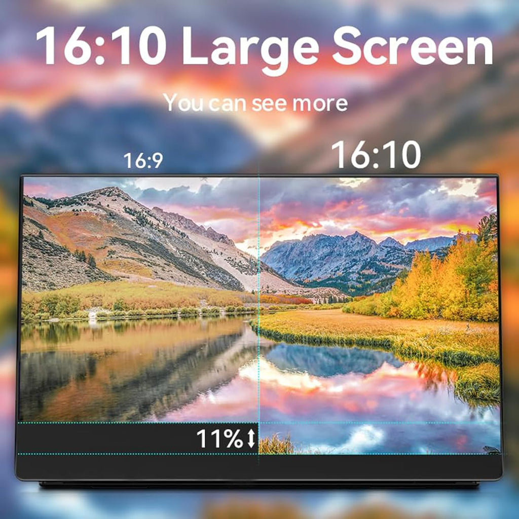 EHOMEWEI Q1 16' Ultra-Slim Portable Monitor 2560 * 1600 QHD Laptop Screen Extender with 100% sRGB, Eye Care IPS Display, Integrated Kickstand, Plug & Play for MacBook, PC, Phone, Switch, Xbox