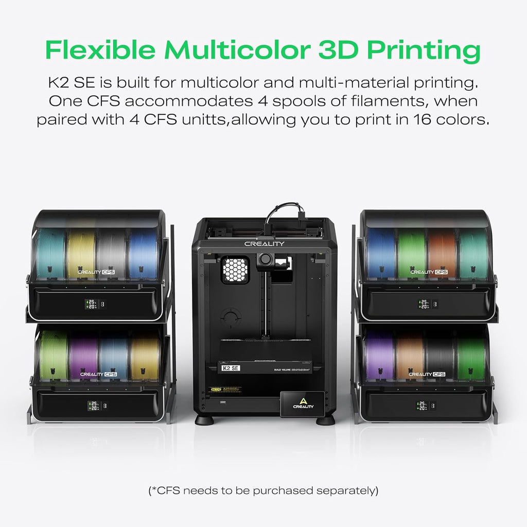 Creality K2 SE 3D Printer Bundle with PLA Filament 1.75mm 4 Packs（1 Black+1 White+1 Red+1 Blue）