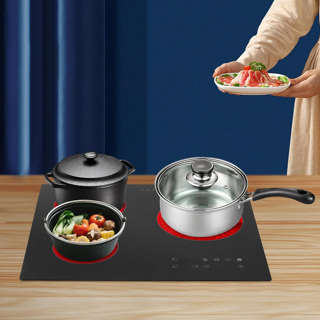 3 Burners Electric Cooktop with 9 Heating Levels - 2600W Ceramic Cooktop with Timer, Ceramic Electric Hot Plate for Cooking, Child Safety Lock, Sensor Touch Control, 110V