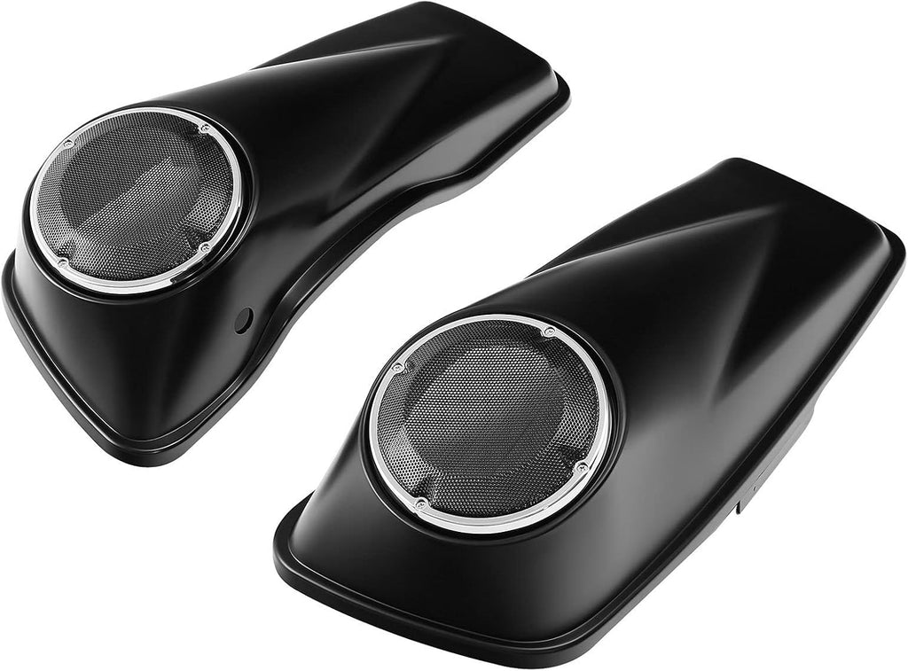 HR3 Color-Matched Black Denim Saddlebag Lids w/ 6.5' Speaker Grills Compatible with 2014-later Harley Touring Road Glide Street Glide Ultra Limited Electra Glide Standard