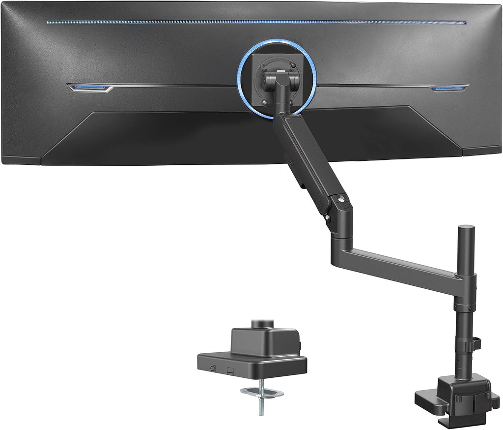 VIVO Heavy Duty Ultrawide Monitor Arm with Pole, 57 inch Screens up to 59.4 lbs, Desk Mount TV and Monitor Stand Designed for Samsung Odyssey Ark, Neo G9, ViewFinity S9, and More, Black, STAND-GT57T