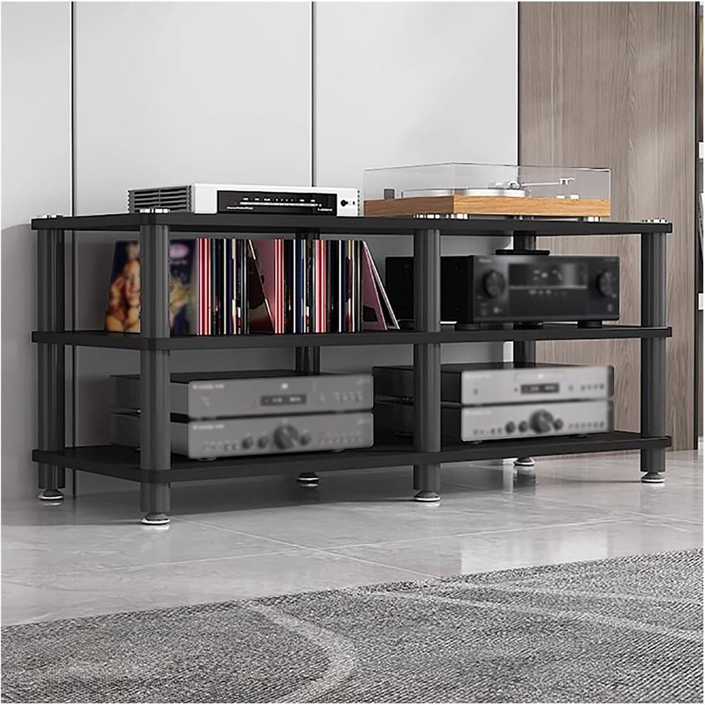 Audio Video Equipment Tower Rack, Stereo Cabinet, Turntable Receiver Stand, Home Office Media TV Component Storage Unit