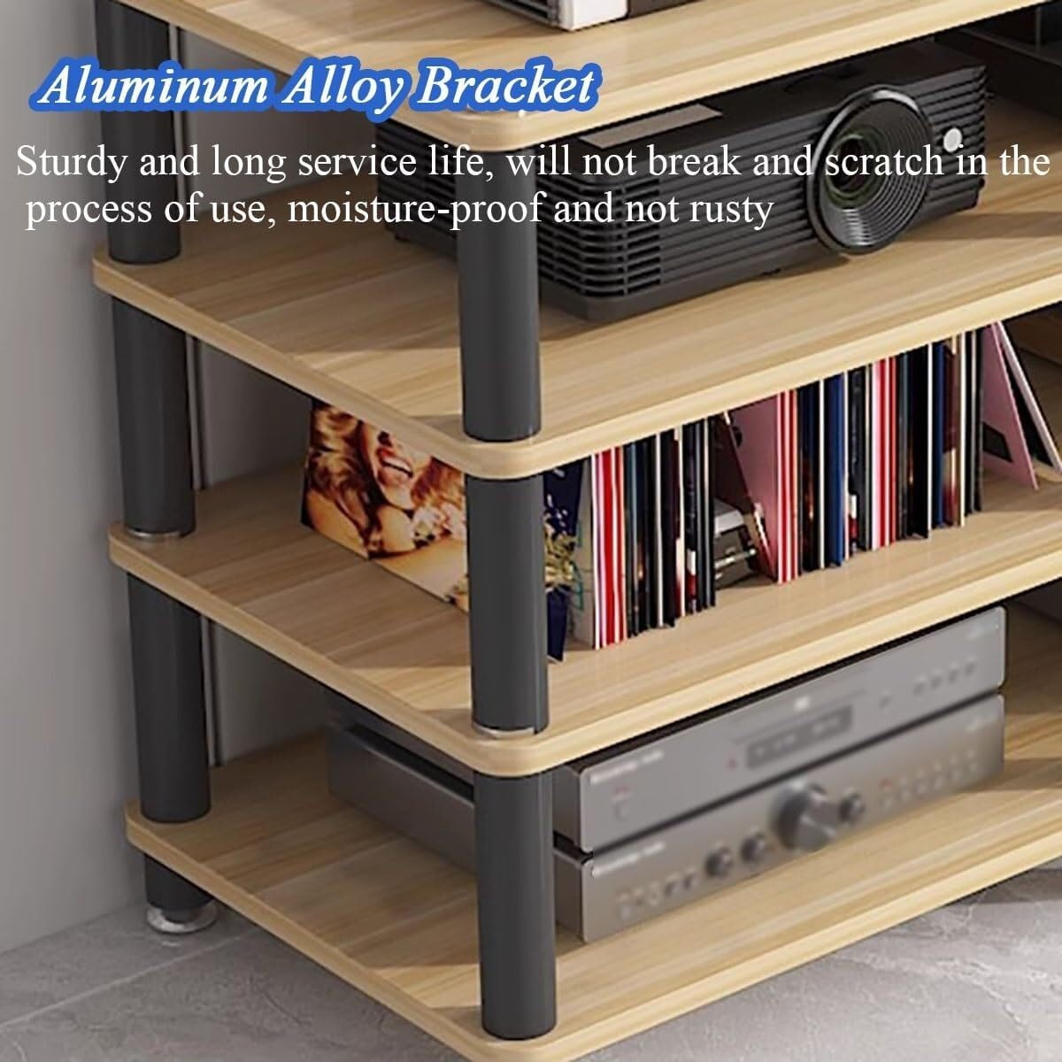 Audio Video Equipment Tower Rack, Stereo Cabinet, Turntable Receiver Stand, Home Office Media TV Component Storage Unit