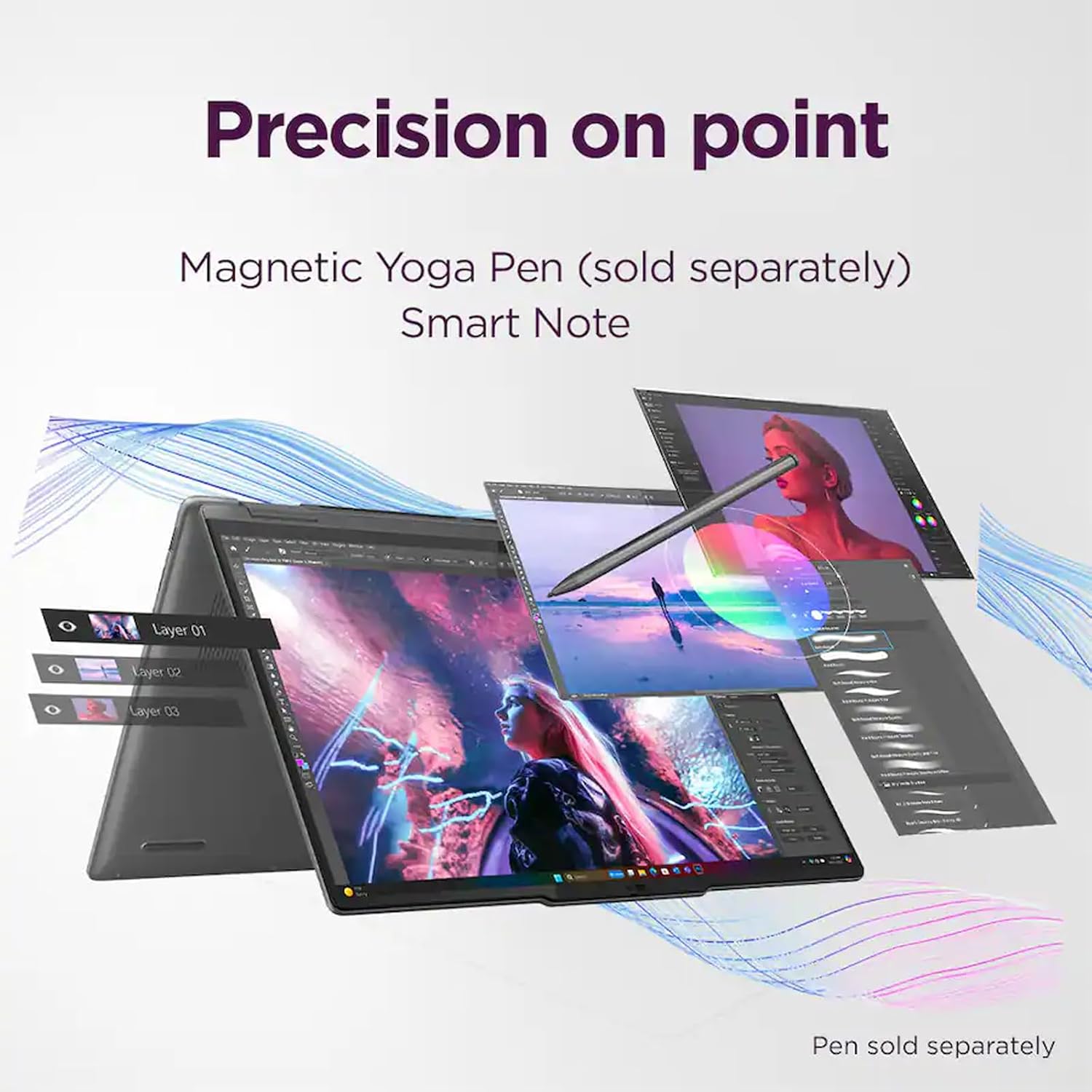 Lenovo Yoga 7 2-in-1 Copilot+ AI PC Laptop, 14' 2K OLED Touch (100% DCI-P3), AMD Ryzen AI 5 340 (Up to 50 Tops), 16GB LPDDR5, 512GB SSD, for Creator Business Professional, Windows 11, EAT 16GB USB PEN