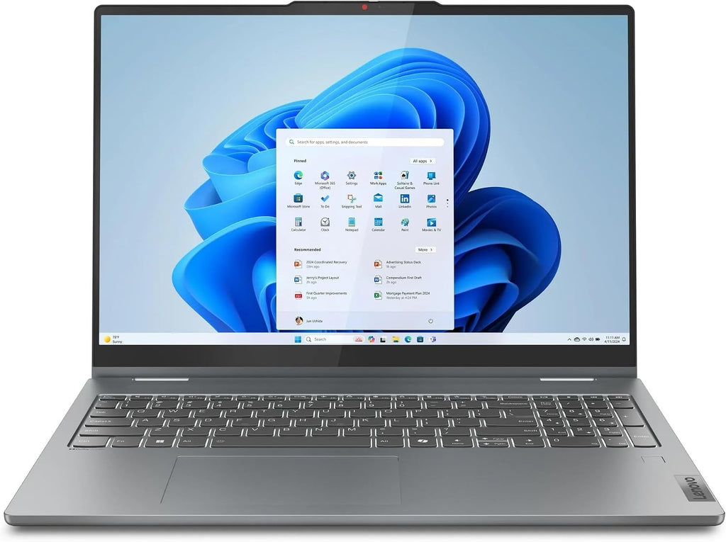 Lenovo IdeaPad 5 2-in-1 Laptop, 16' WUXGA Touchscreen, AMD Ryzen 7 8845HS, 16GB RAM, 2TB SSD, AMD Radeon Graphics, Backlit KB, Wi-Fi6, FP Reader, Win11, Luna Grey, w/2TB USB Drive, W/GaLiMu