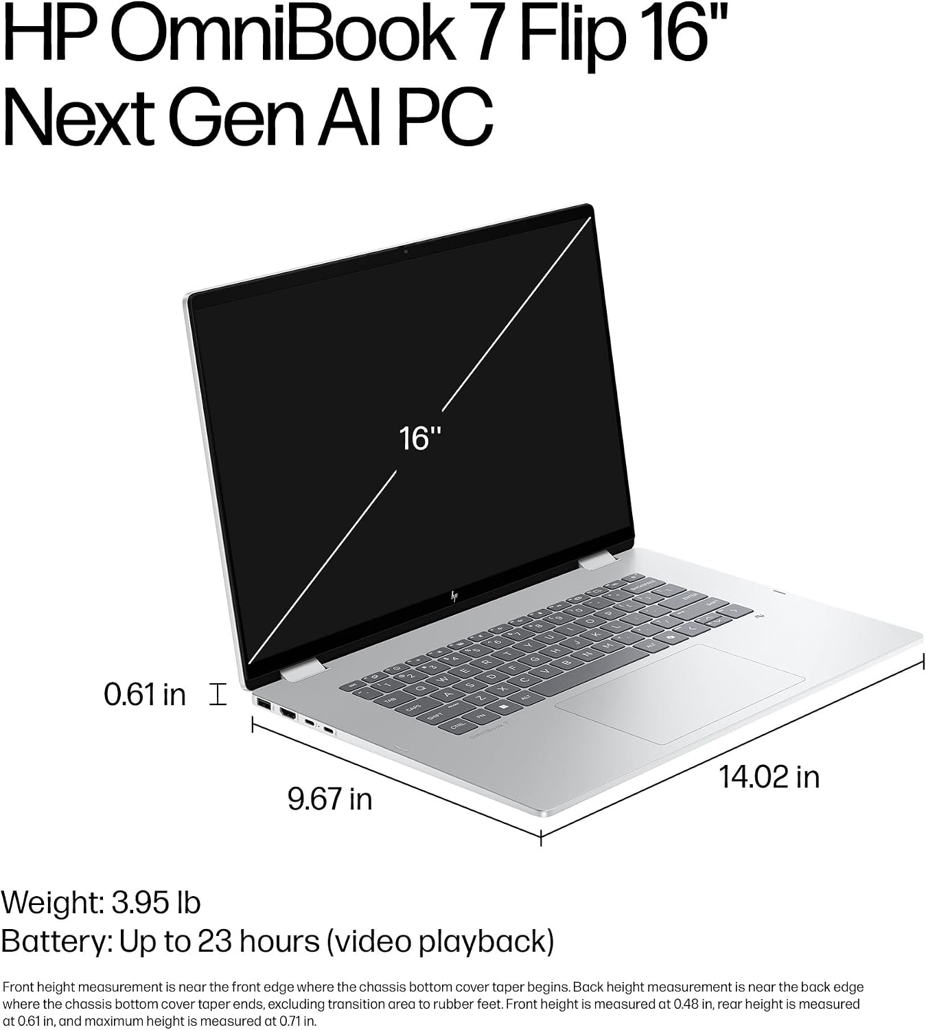 HP OmniBook 7 Flip 16 inch 2-in-1 Next Gen AI PC, 3K OLED 120Hz Touchscreen Display, Intel Core Ultra 7 258V, 32 GB RAM, 1TB SSD, Intel Arc 140V GPU, Pen, Windows 11 Home, Copilot+ PC, Glacier Silver