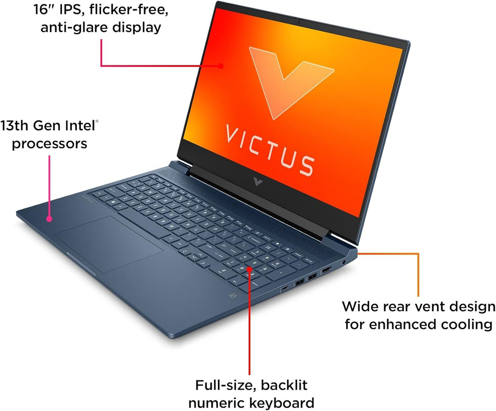 HP Victus Gaming Laptop 16-r0001sa | Intel Core i5-13500H Processor | 16GB RAM | 512GB SSD | NVIDIA GeForce RTX 3050 Laptop GPU | 16 inch FHD 16:9 Display | 144Hz | Microsoft Windows 11 | Silver