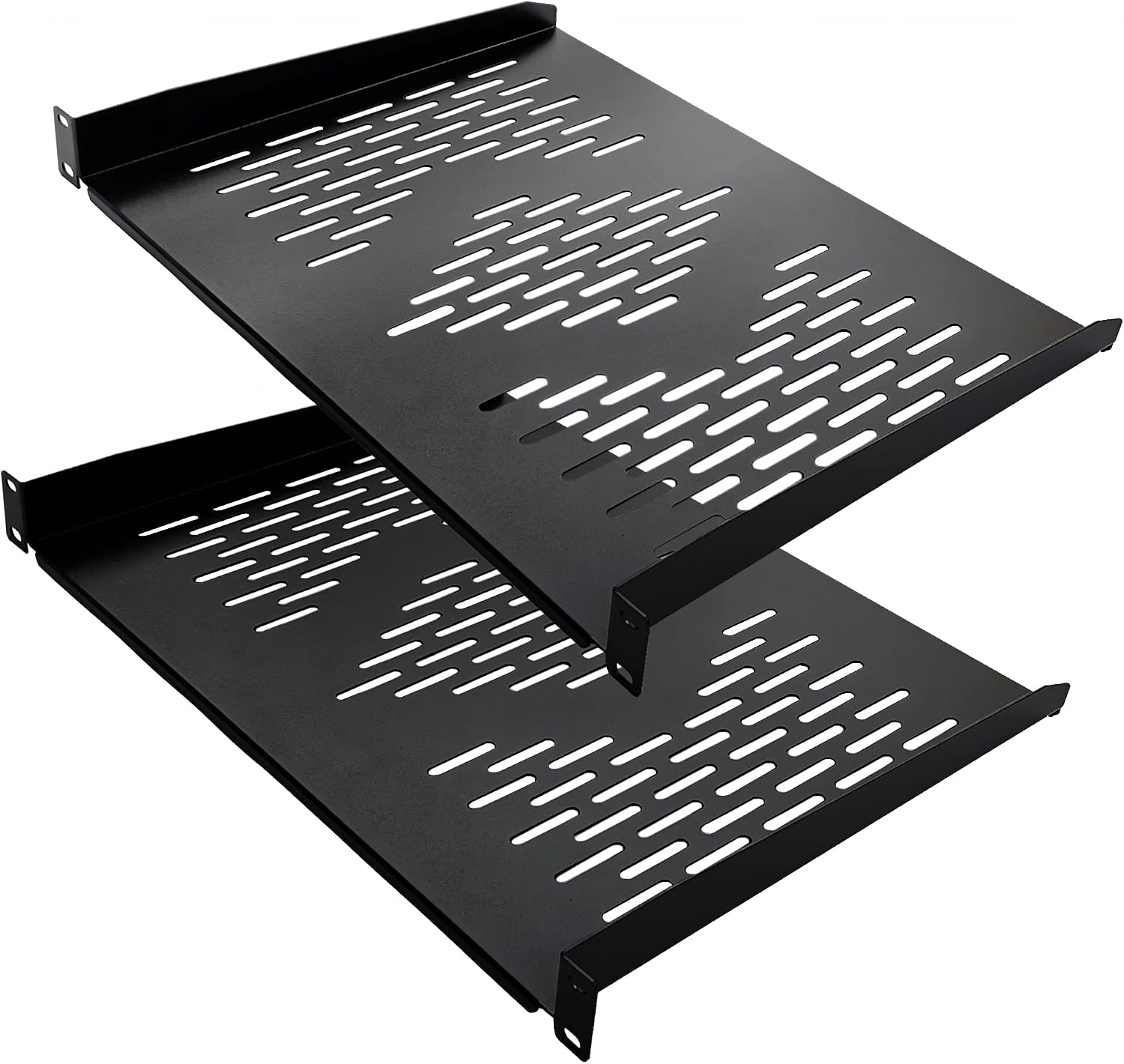 RIVECO 15U Network & Stereo Rack with Caster Rolling Server Rack for 19-inch Audio Video Musical & IT Equipment Mounting, Tapped & Square Holes+35cm Depth Rack Shelves 2PCS
