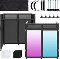 Vallisco DJ Facade Booth Table 40' x 20' - Portable Detachable DJ Booth Table Station with Black/White Scrims & Carry Bag for Show, Party, Gathering