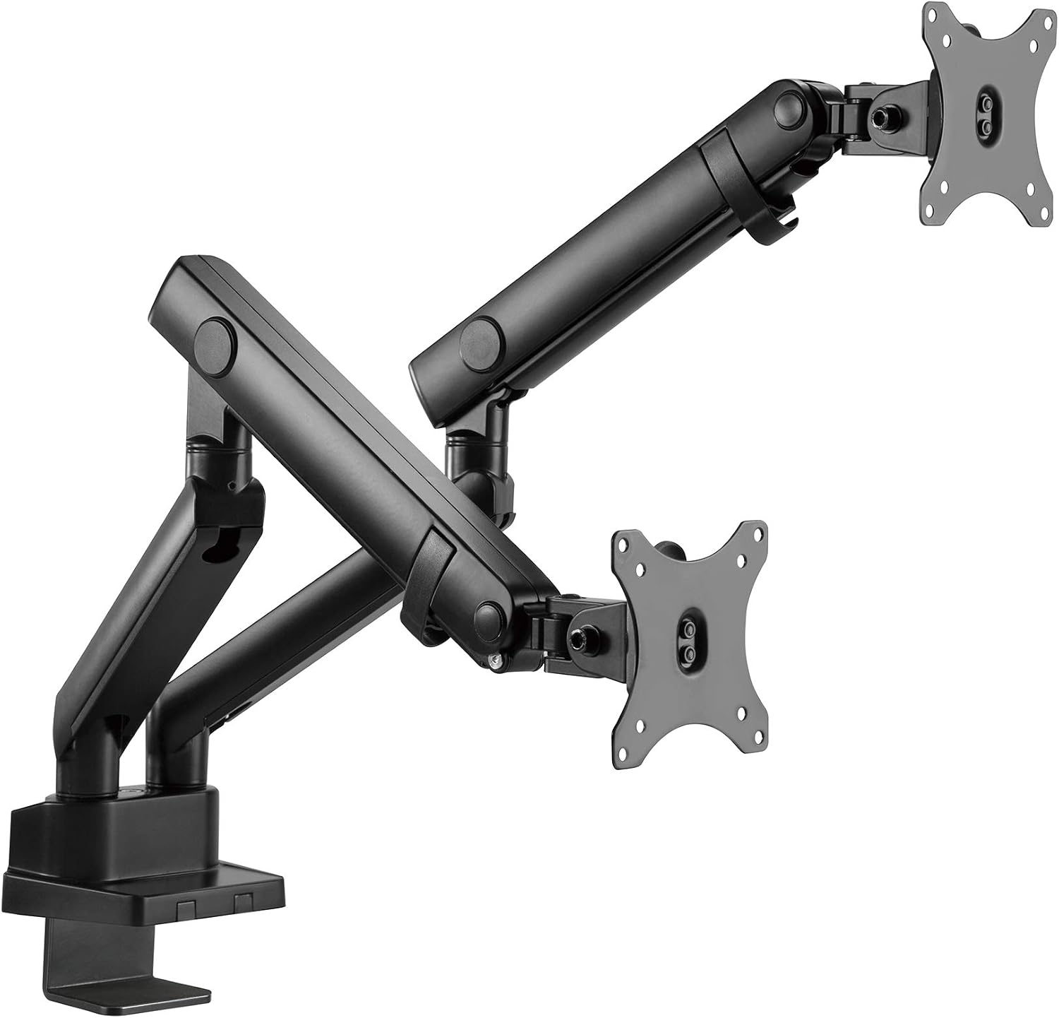 SIIG Aluminum Mechanical Dual Monitor Arm Mount - Height Adjustable Desk Mount for 17in to 32in Screens - 17.6lbs Each Arm - VESA 75x75mm 100x100mm, Black