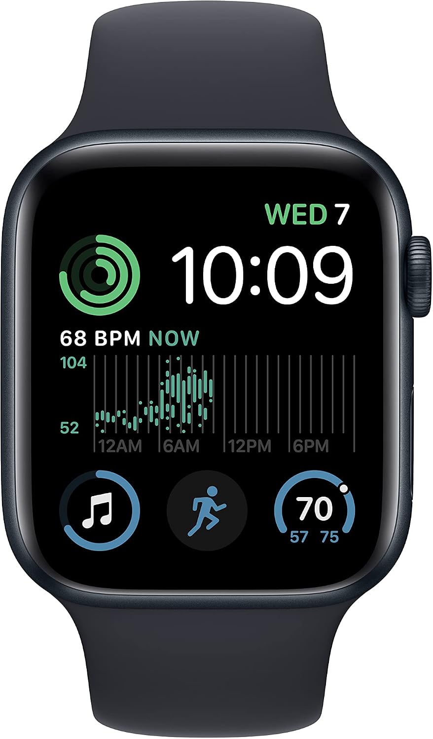 Apple Watch SE (2nd Gen) [GPS 44mm] Smart Watch w/Midnight Aluminum Case & Midnight Sport Band - S/M. Fitness & Sleep Tracker, Crash Detection, Heart Rate Monitor, Retina Display, Water Resistant