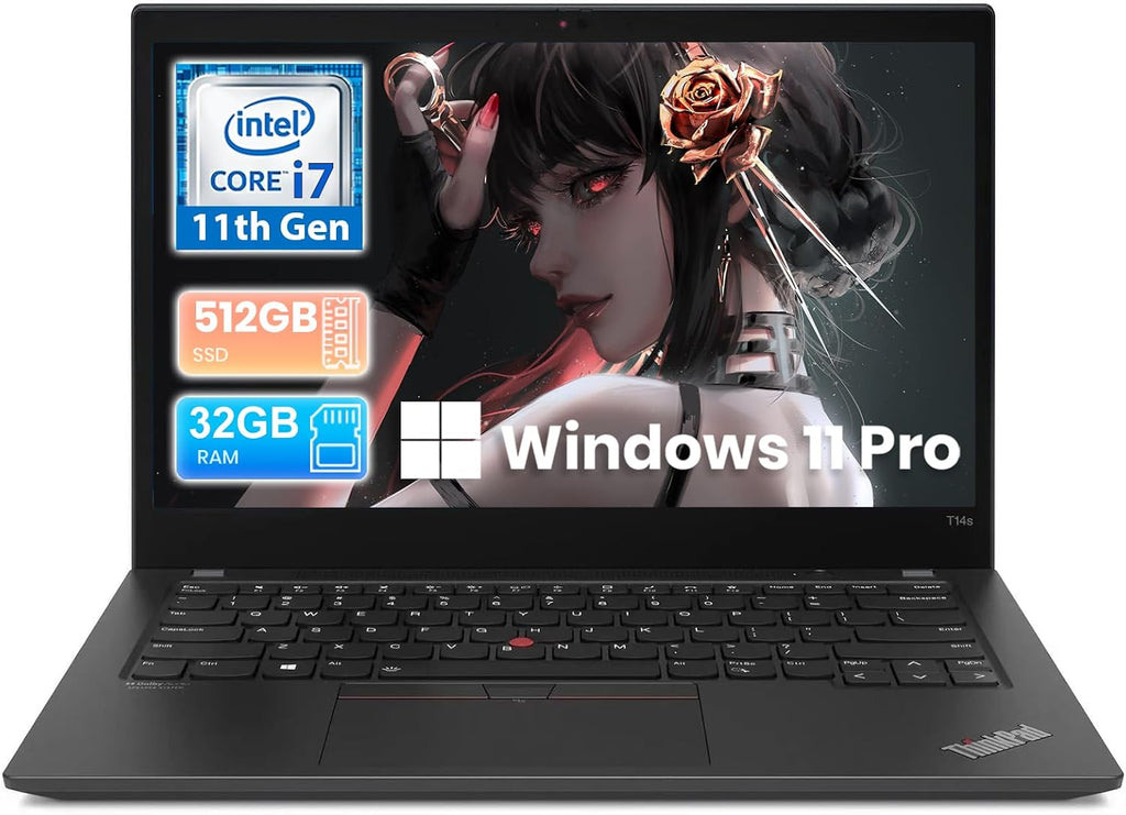 Lenovo ThinkPad T14s Gen 2 Laptop 14-Inch FHD Display, Intel Core 11th Gen i7-1185G7, 32GB RAM, 512GB SSD, Backlit KBL, HDMI, Windows 11 Pro (Renewed)