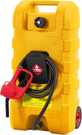 15 Gallon Portable Gas Tank with Caster,LE Fluid Transfer Siphon Pump,Fuel Caddy With 10Ft Hose. Delivery Hose Diesel Fuel Gas Can for Cars, Lawn Mowers, Boats Red/Gray/Yellow, Portable Diesel Can