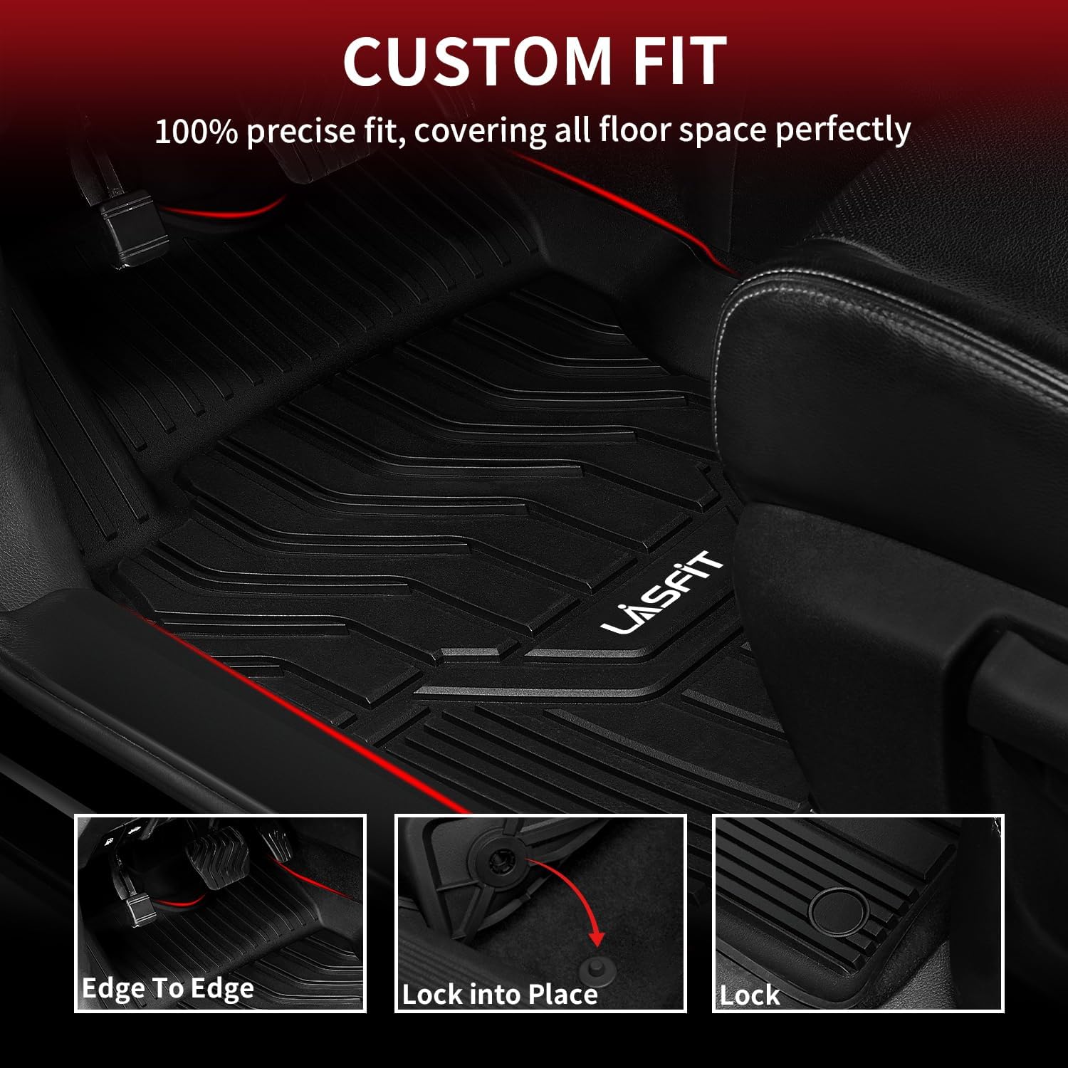 LASFIT Floor Mats for Nissan Rogue 2014-2020 (Not Fit Rogue Sport or Select), All Weather TPE Custom Fit Durable Floor Liners for Rogue S/SV/SL 2020 2019 2018 2017-2014 1st & 2nd Row Car Mats