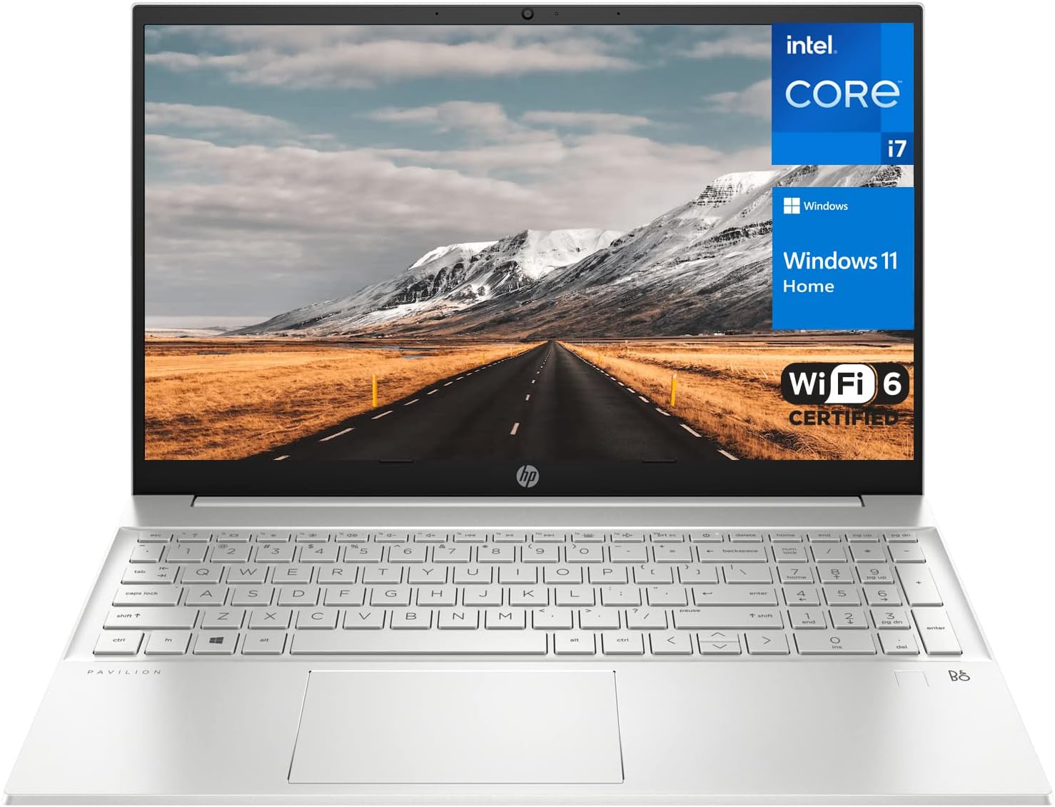 HP Pavilion Laptop, 15.6' FHD Touchscreen Display, Intel Core i7-1255U Processor, 32GB RAM, 1TB SSD, HDMI, Webcam, Wi-Fi 6, Backlit KB, Fingerprint Reader, Windows 11 Home, Silver