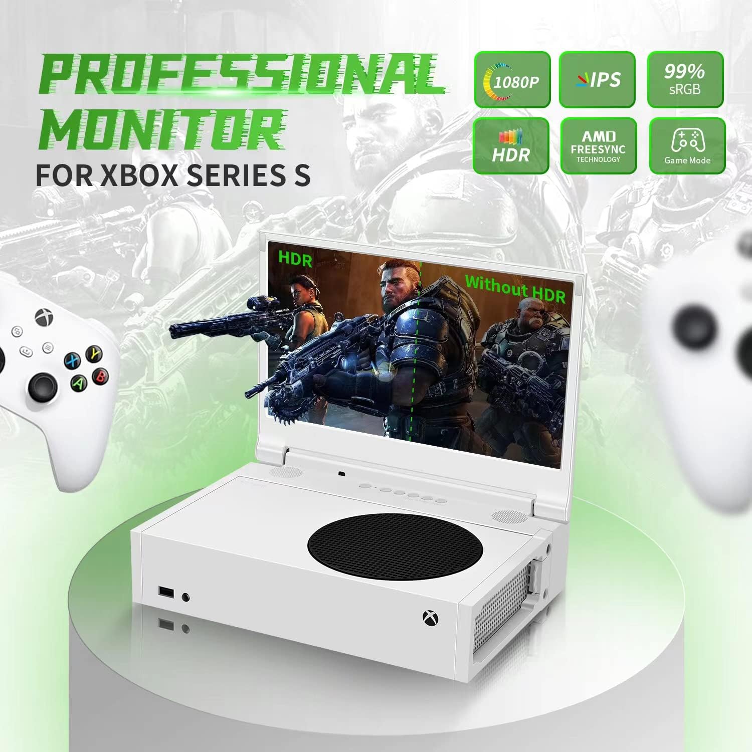 G-STORY 12.5'' Portable Monitor for Xbox Series S, 1080P Portable Gaming Monitor IPS Screen for Xbox Series S（not Included） with Two HDMI, HDR, Freesync, Game Mode, Travel Display