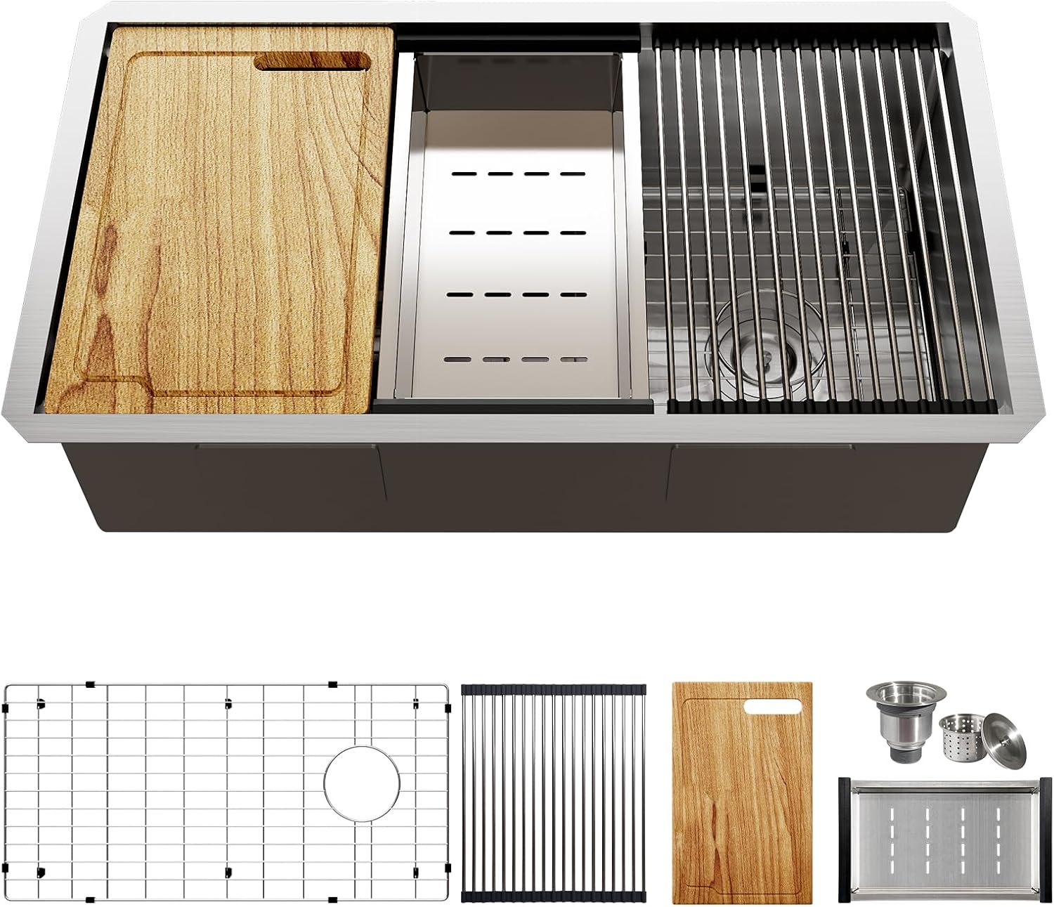 30 Inch Induction Cooktop with 4 Boost Burner & 32 inch Workstation Kitchen Sink