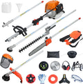 Weed Wacker Gas Powered, 𝟖-𝐢𝐧-𝟏 Multi-Functional Weed Eater Tree Hedge Trimmer Lawn Mower with Hedge Cutter Pole Saw Edger 9500RPM 3000r/min Engine Spee Orange (8 in 1 Orange)